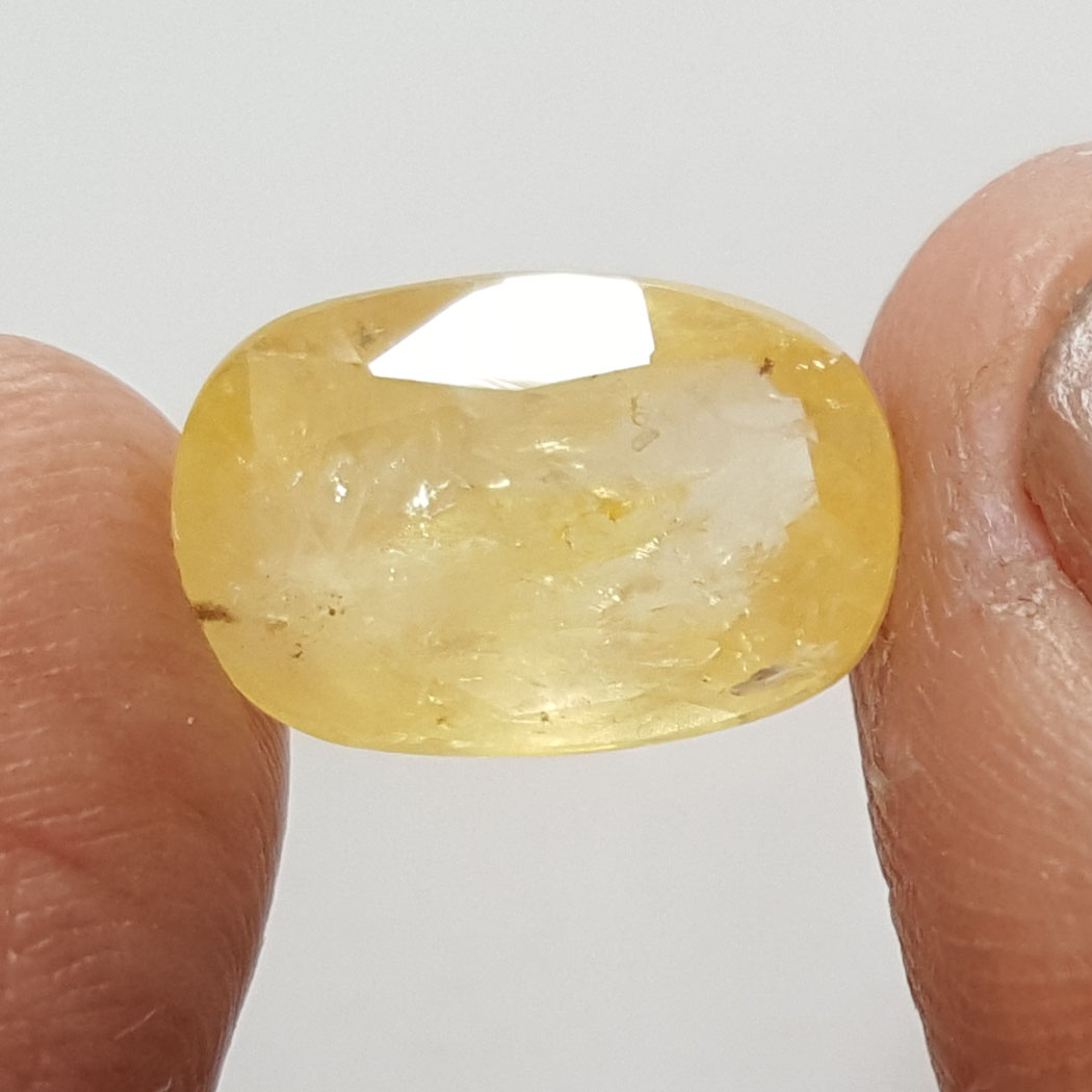 6.87 Ratti Natural Yellow Sapphire With Govt Lab Certificate-(6771)