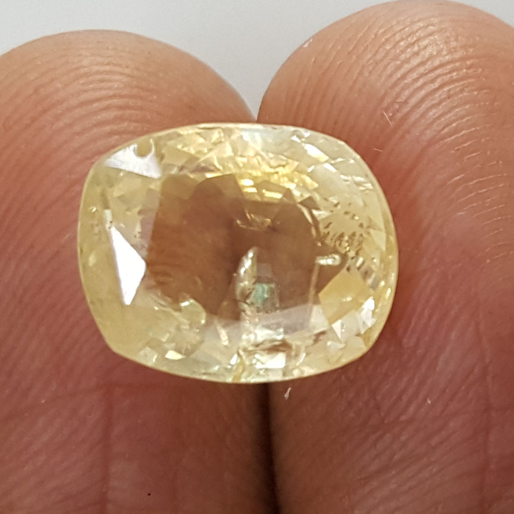 7.33 Ratti Natural Yellow Sapphire With Govt Lab Certificate-(23310)