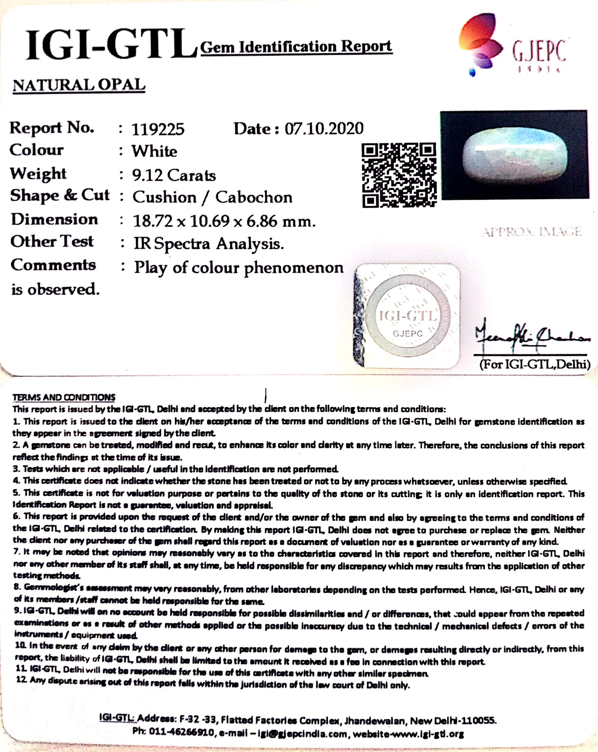 10.12 Ratti Natural fire Opal with Govt. Lab Certificate-(1221)