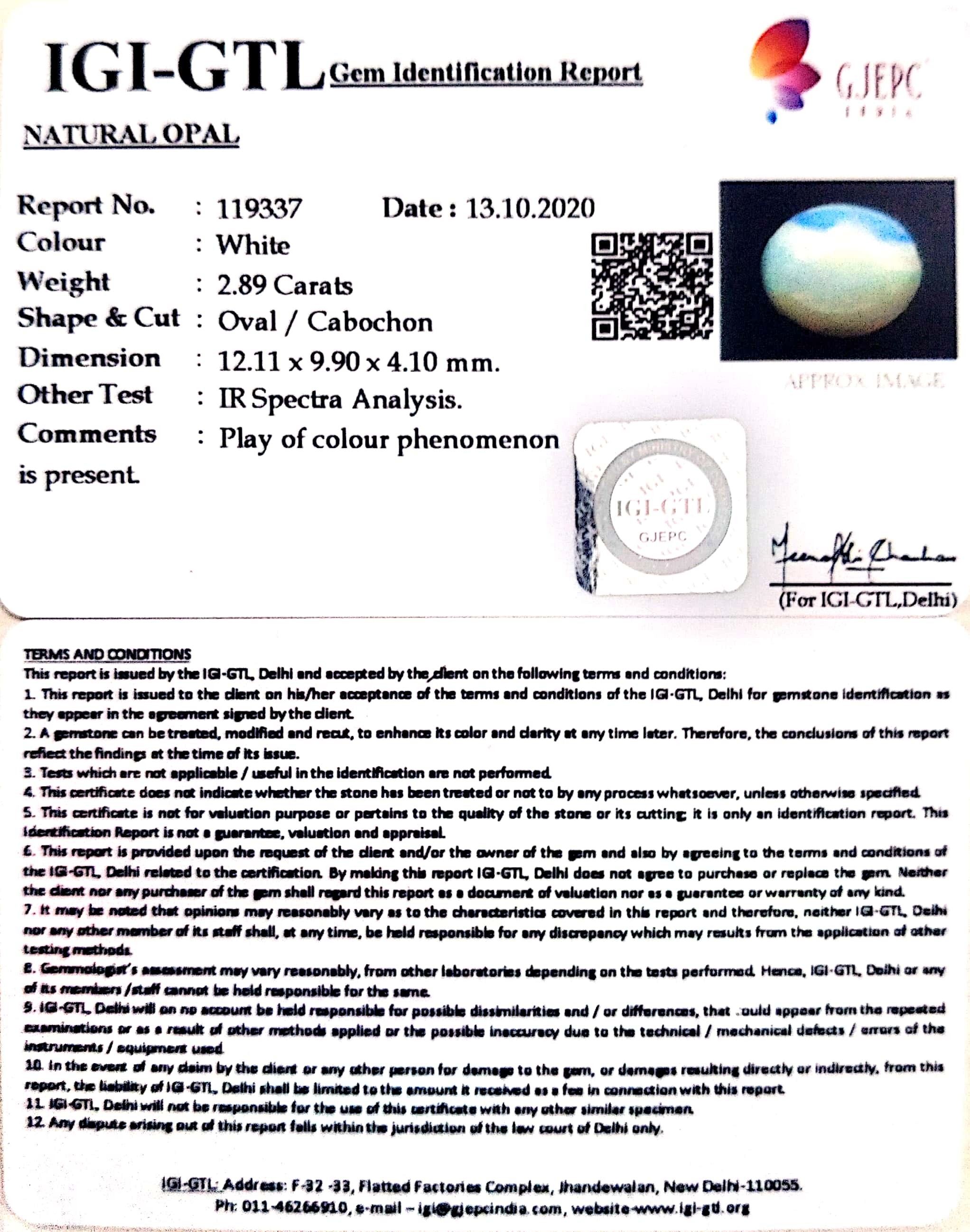3.20 Ratti Natural fire Opal with Govt. Lab Certificate-(2331)