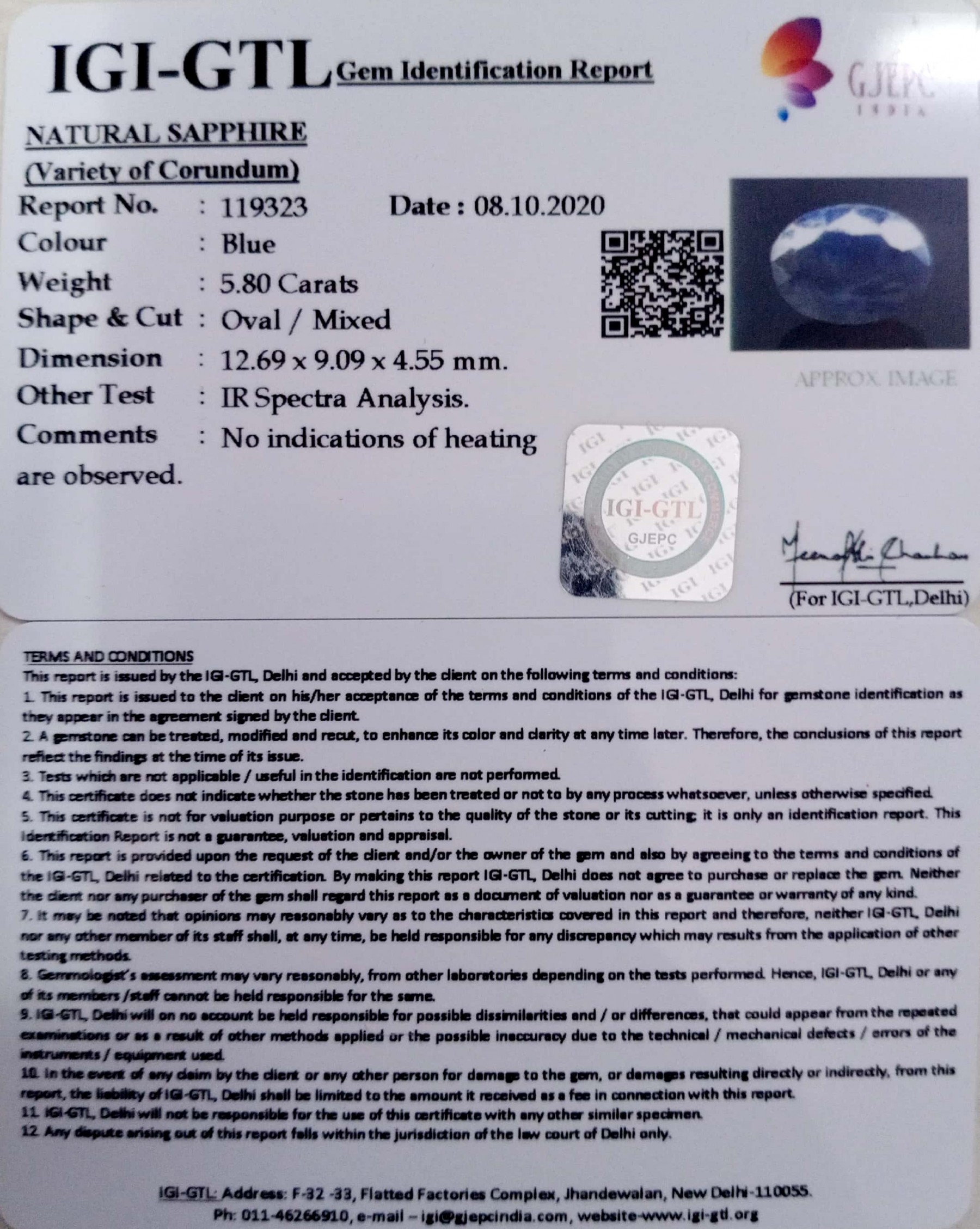 9.14 Ratti Natural Blue Sapphire with Govt Lab Certificate-(2331)