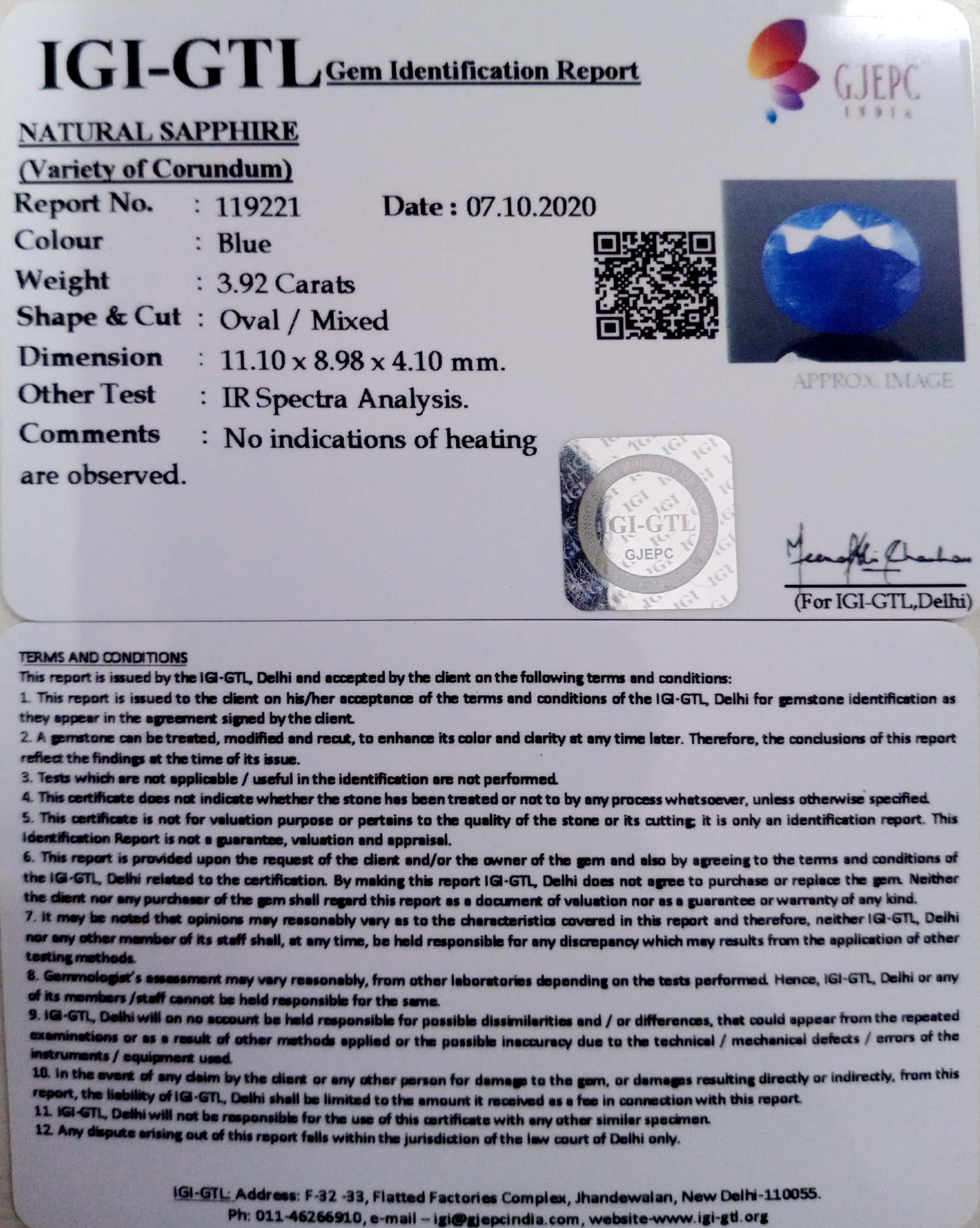 4.35 Ratti Natural Blue Sapphire with Govt Lab Certificate-(2331)