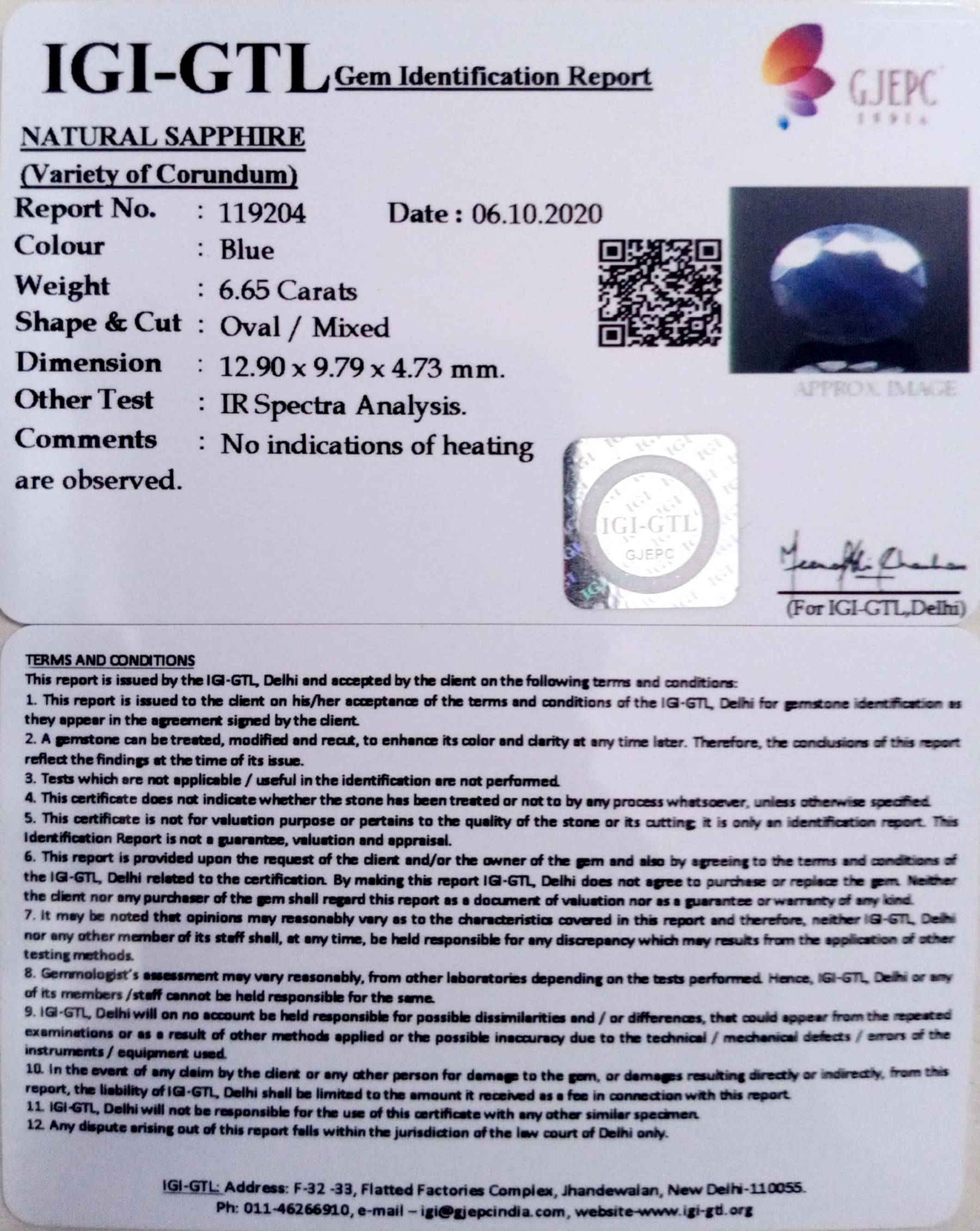 7.38 Ratti Natural Blue Sapphire with Govt Lab Certificate-(2331)