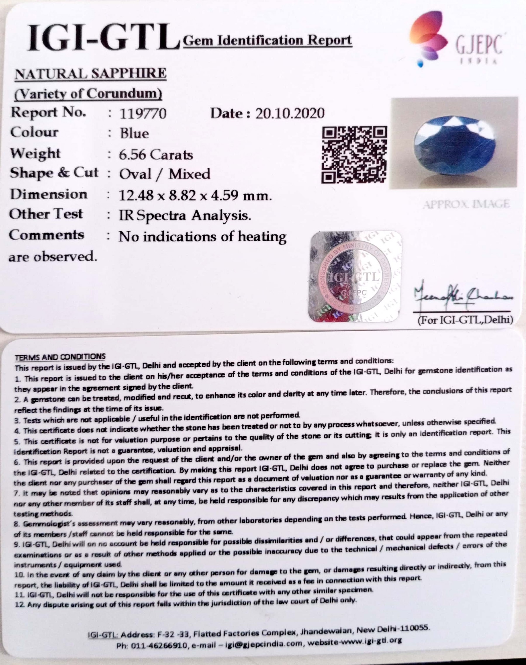 7.28 Ratti Natural Blue Sapphire with Govt Lab Certificate-(2331)