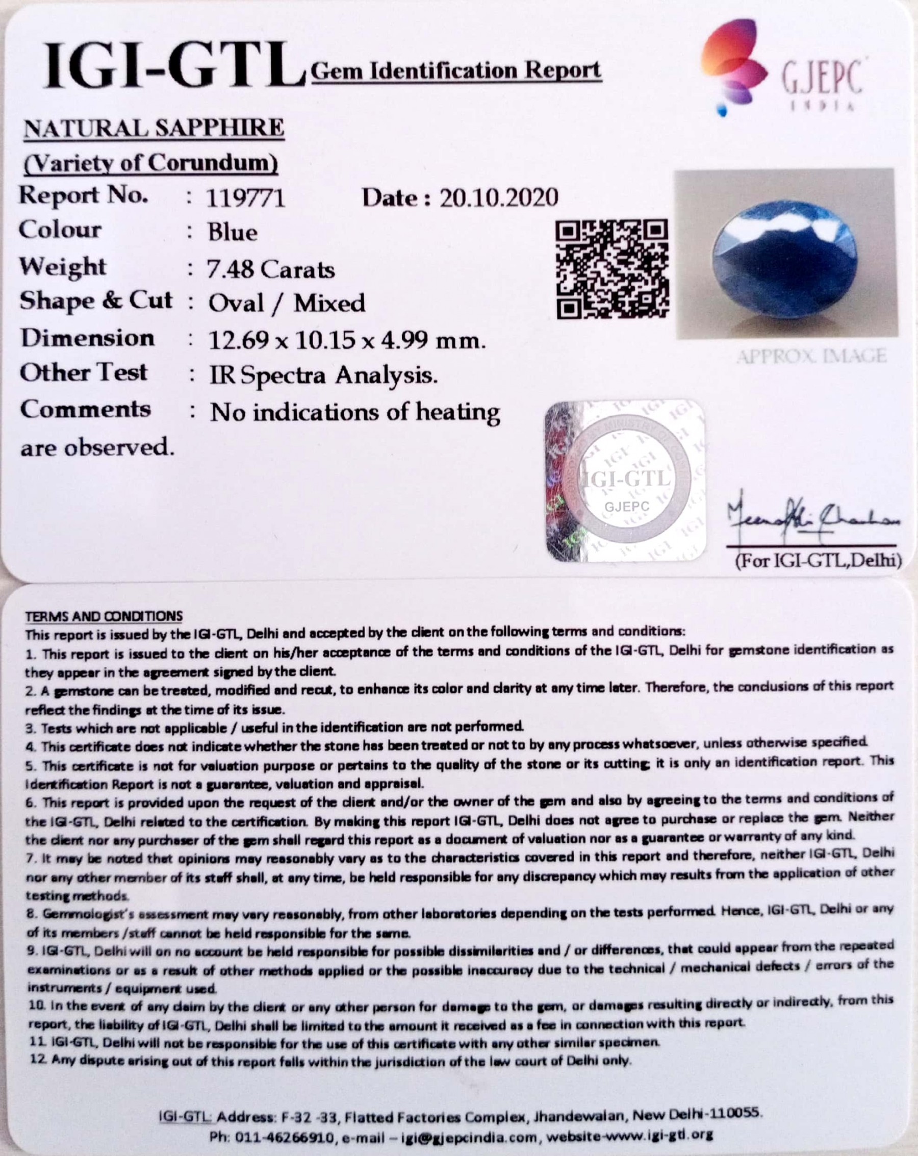8.30 Ratti Natural Blue Sapphire with Govt Lab Certificate-(2331)