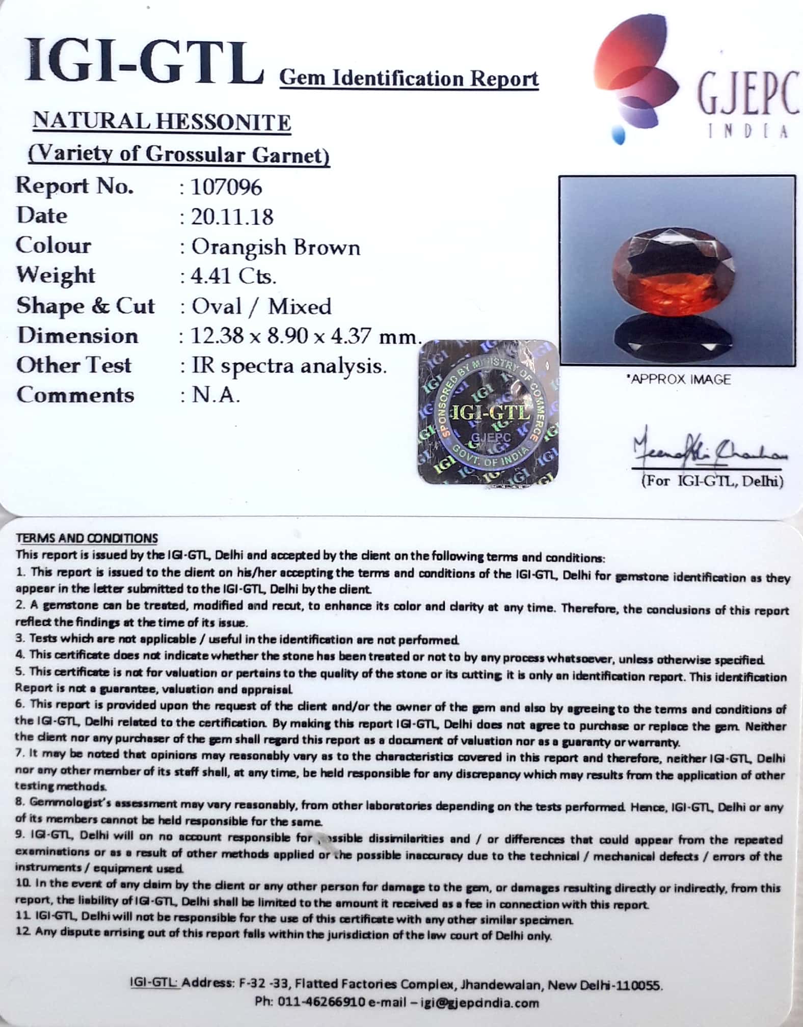 4.89 Ratti Natural Govt. Lab Certified Ceylonese Gomed-(1221)