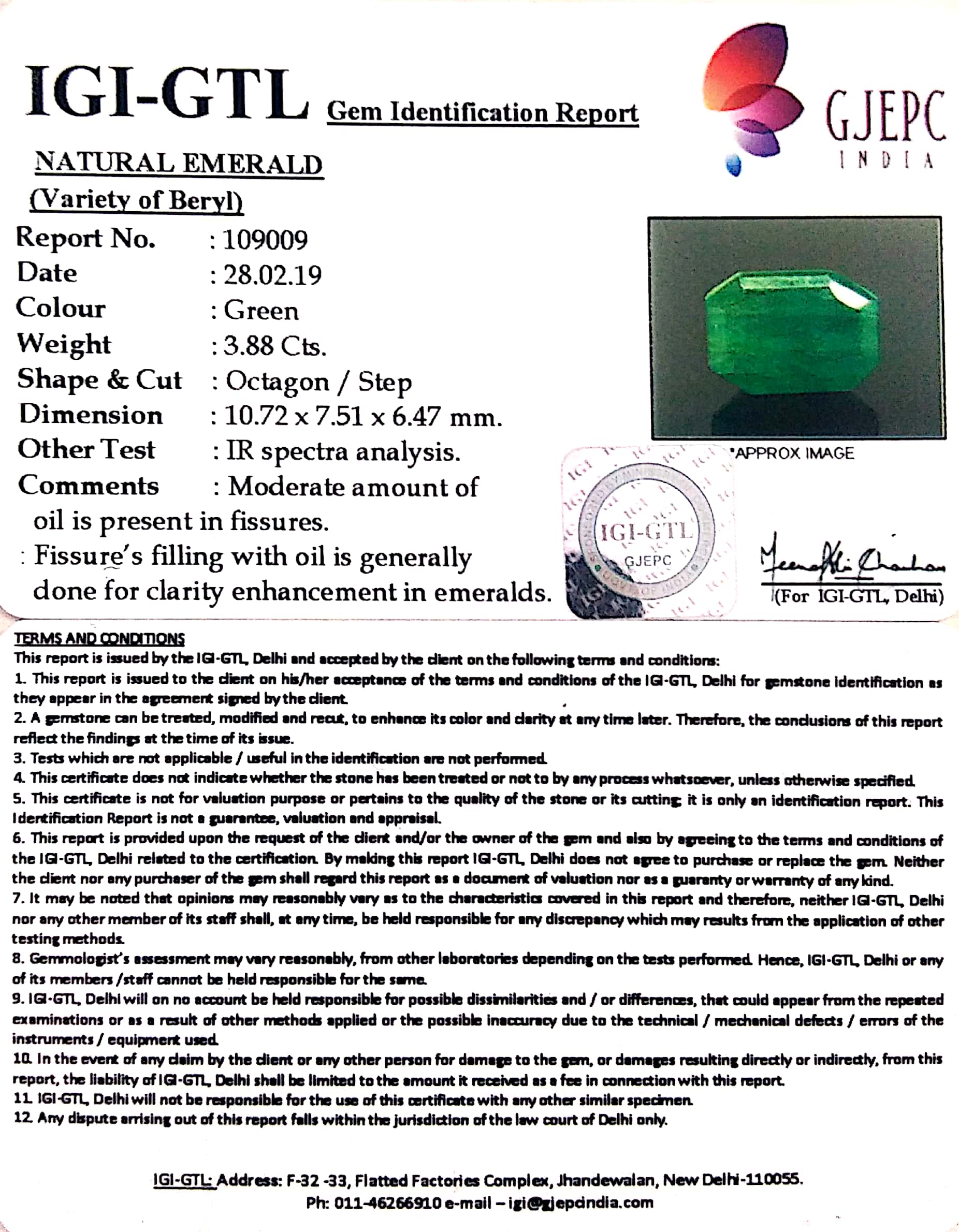 4.31 Ratti Natural Panna Stone With Govt. Lab Certified (3441)