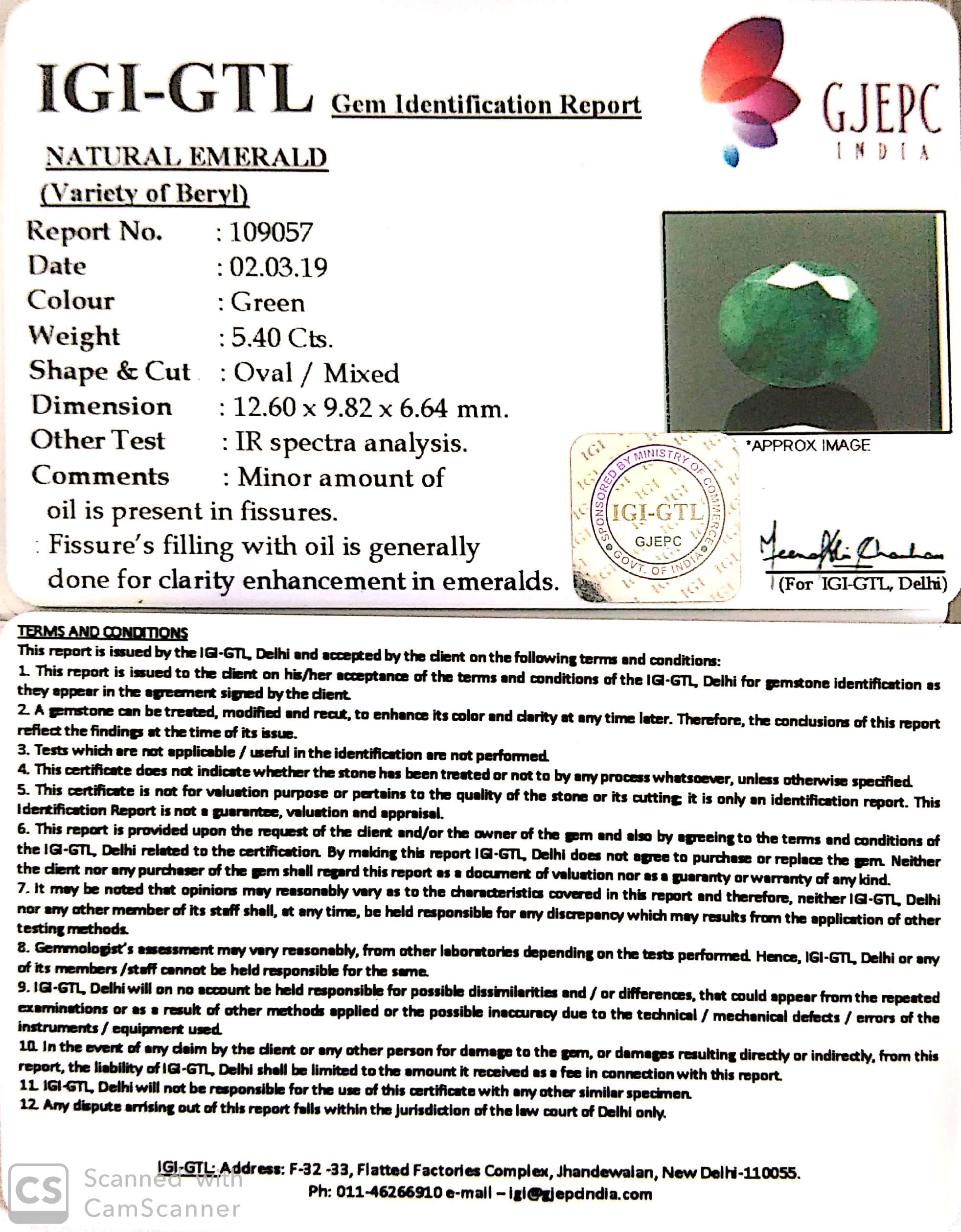 6.00 Ratti Natural Panna Stone With Govt. Lab Certified (2331)