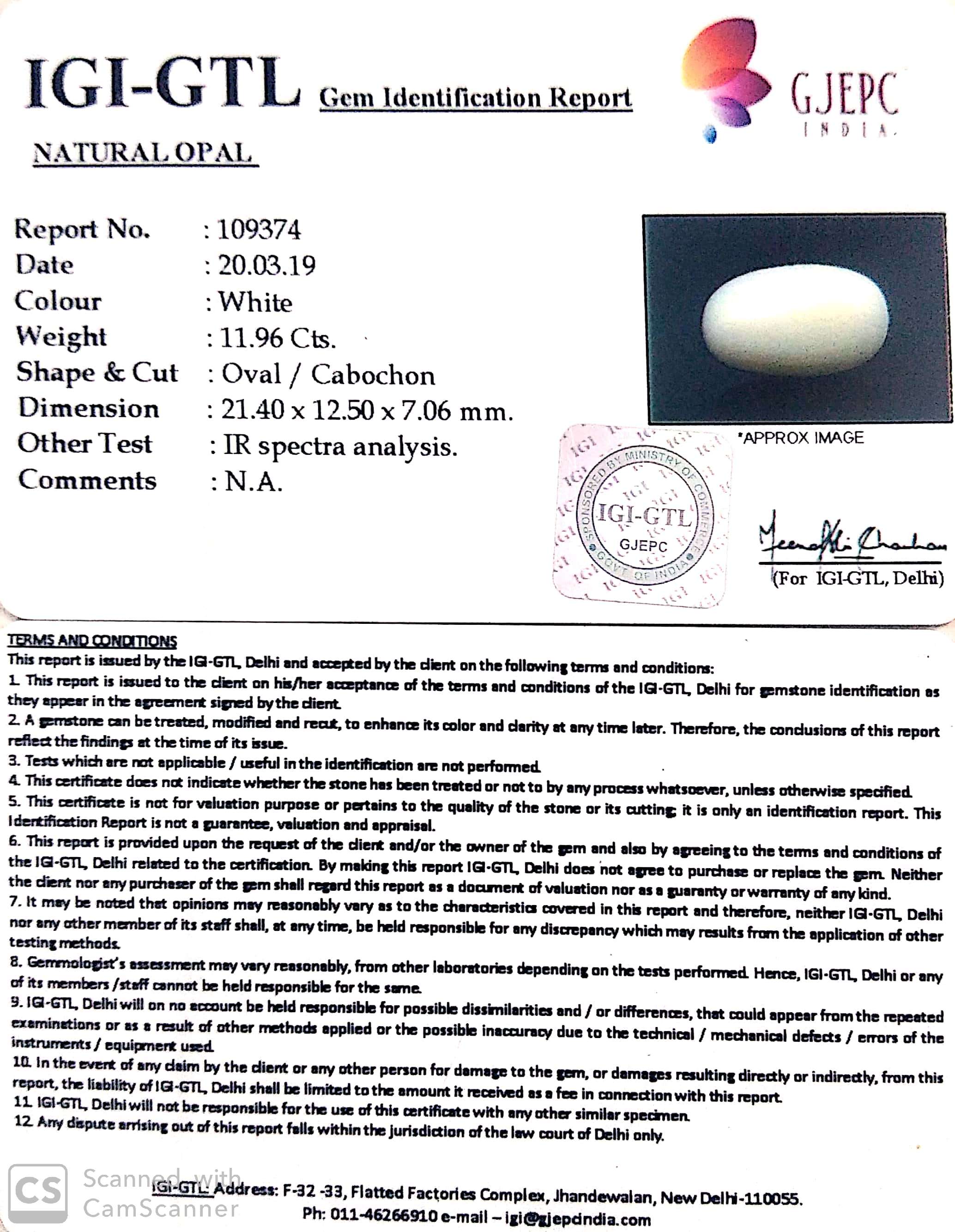 13.29 Ratti Natural Opal with Govt. Lab Certificate-(610)