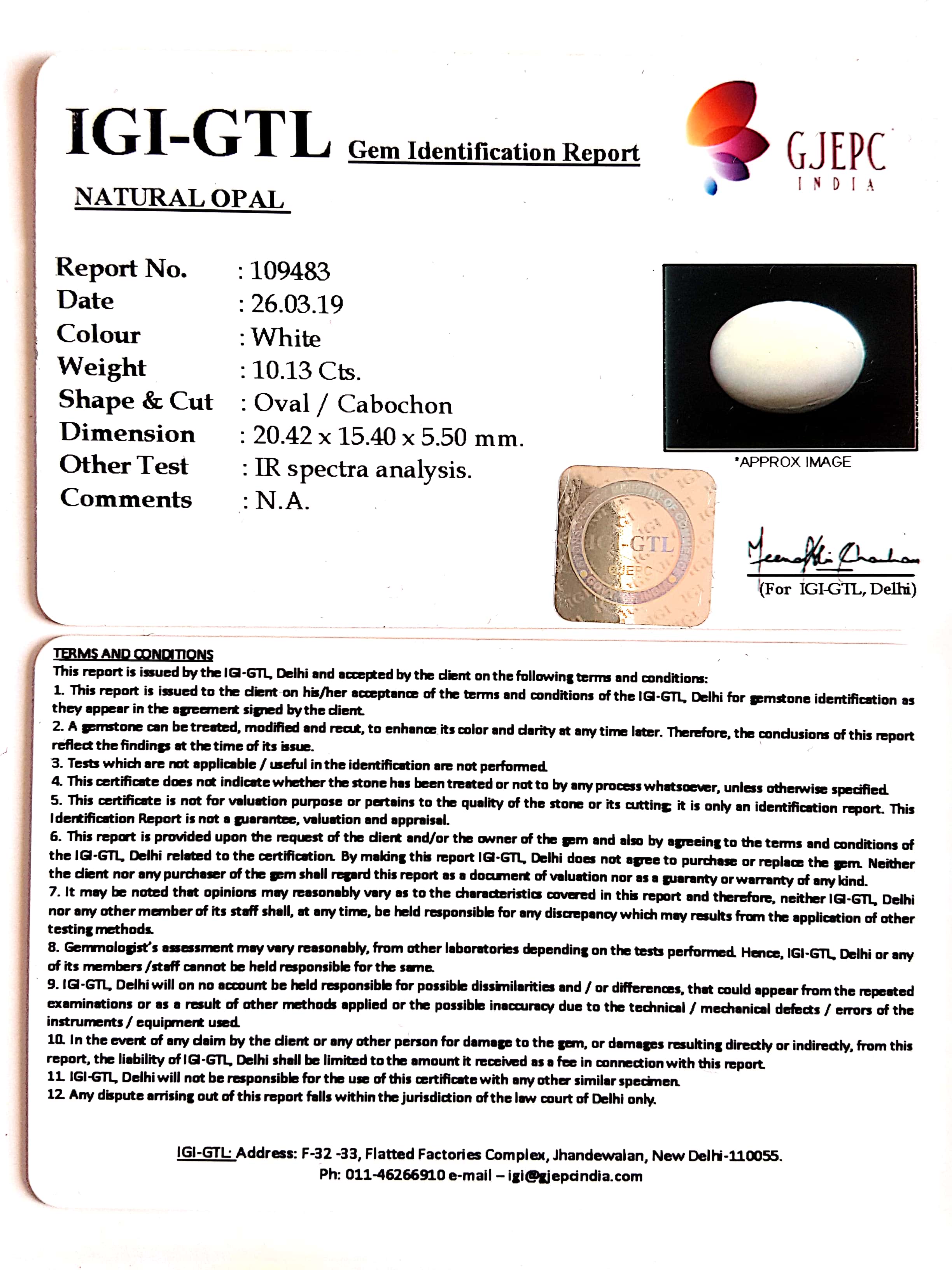11.26 Ratti Natural Opal with Govt. Lab Certificate-(610)