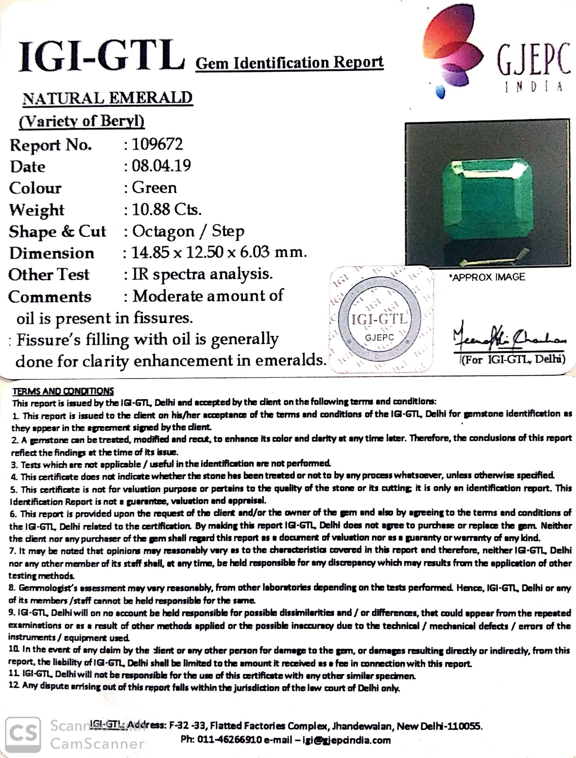 12.09 Ratti Natural Emerald with Govt Lab Certified-(6771)