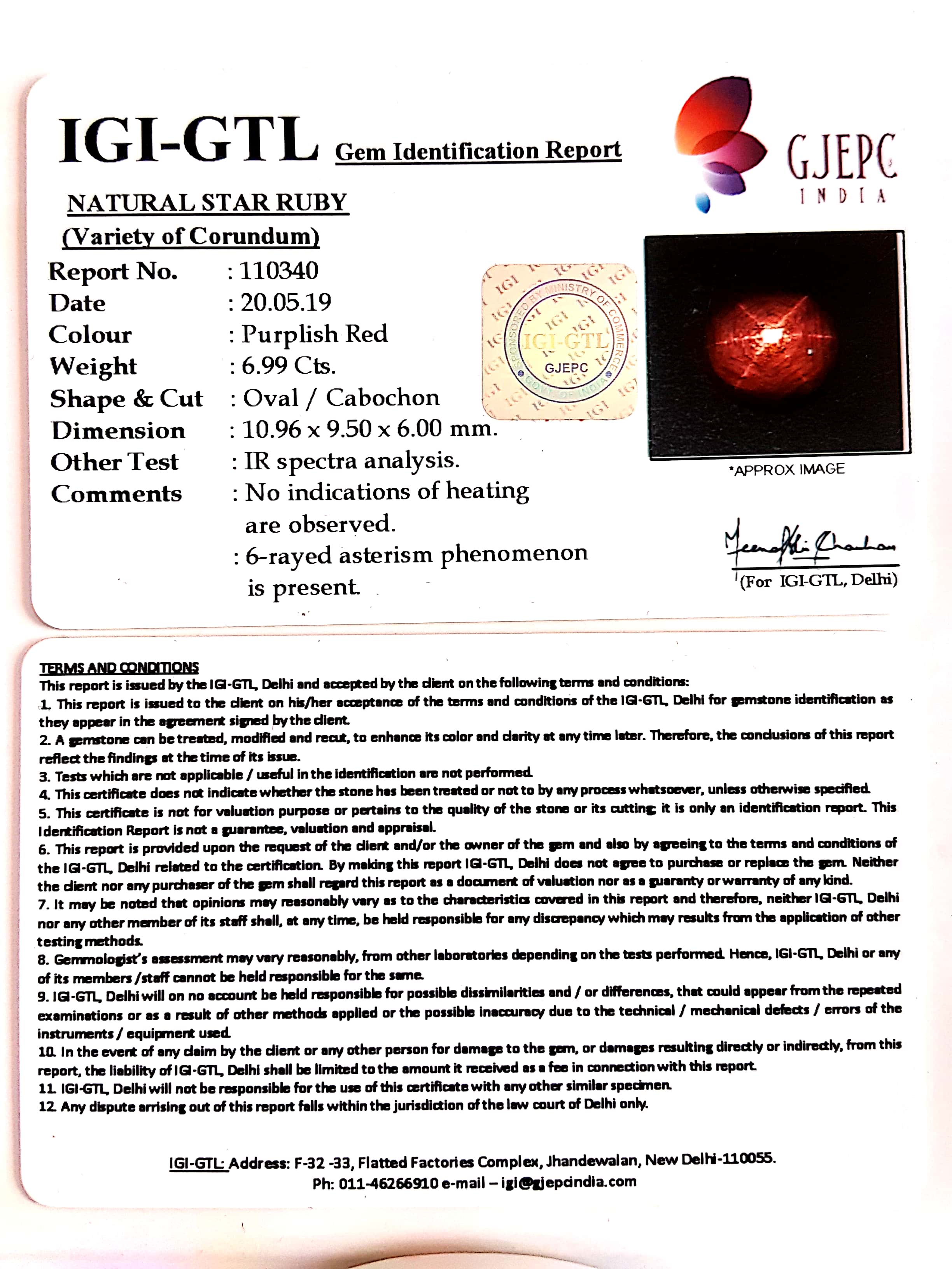 7.77 Natural Star Ruby With Govt.Lab Certificate-(1221)