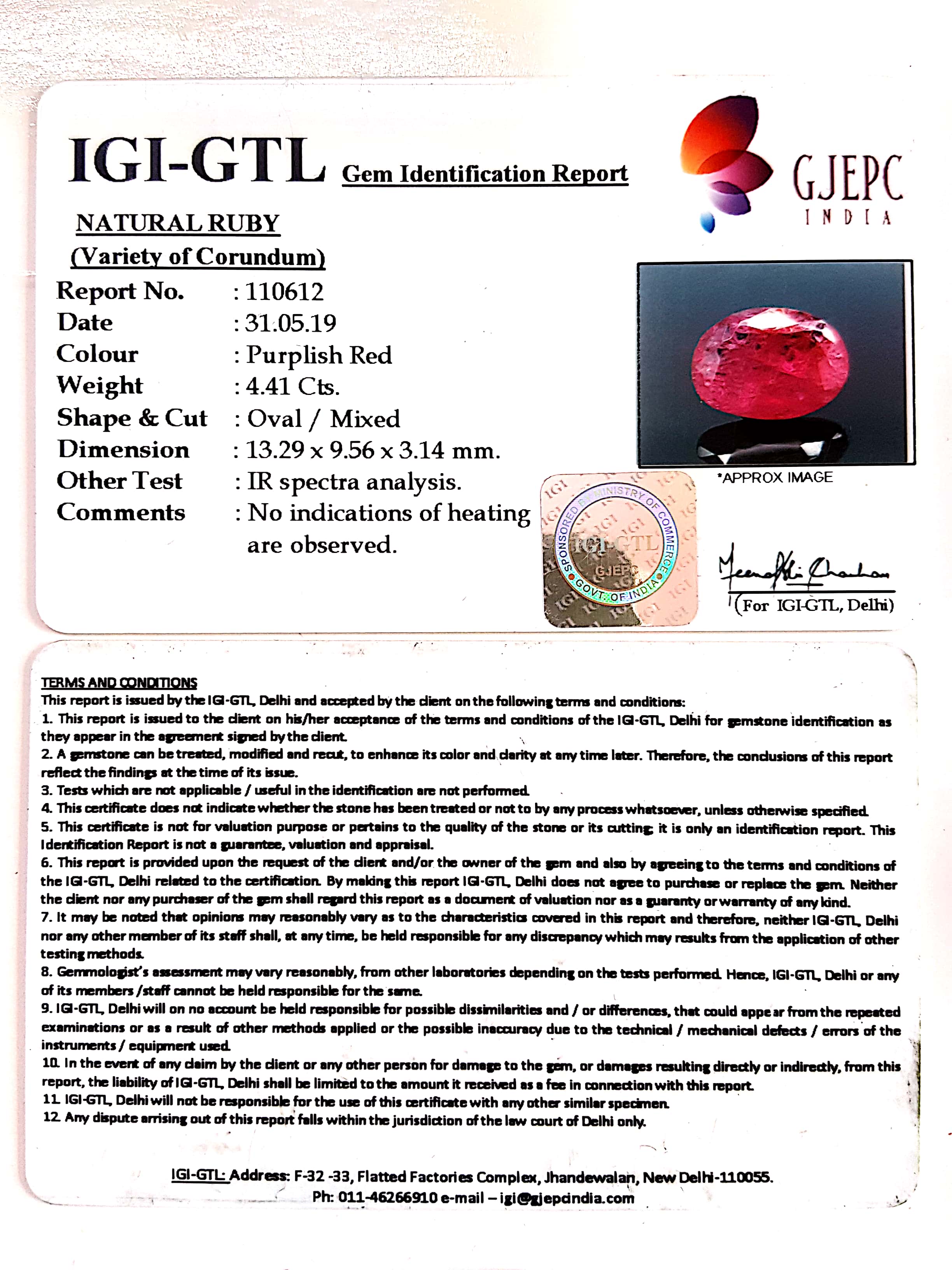 4.90 Ratti Natural Mozambique Ruby with Govt. Lab Certificate-(16650)