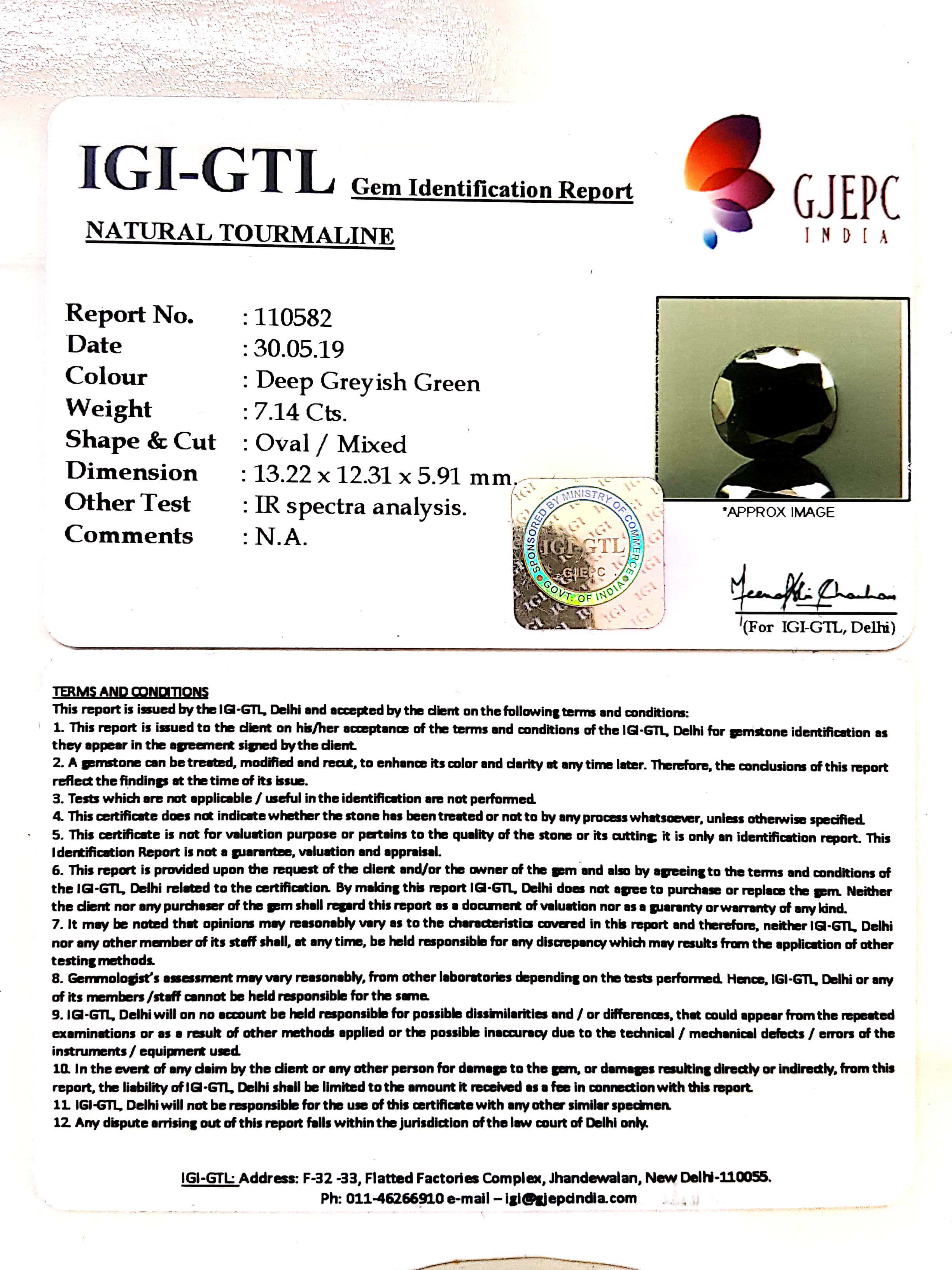 7.93 Ratti Natural Tourmaline With Govt. Lab Certificate-(1221)