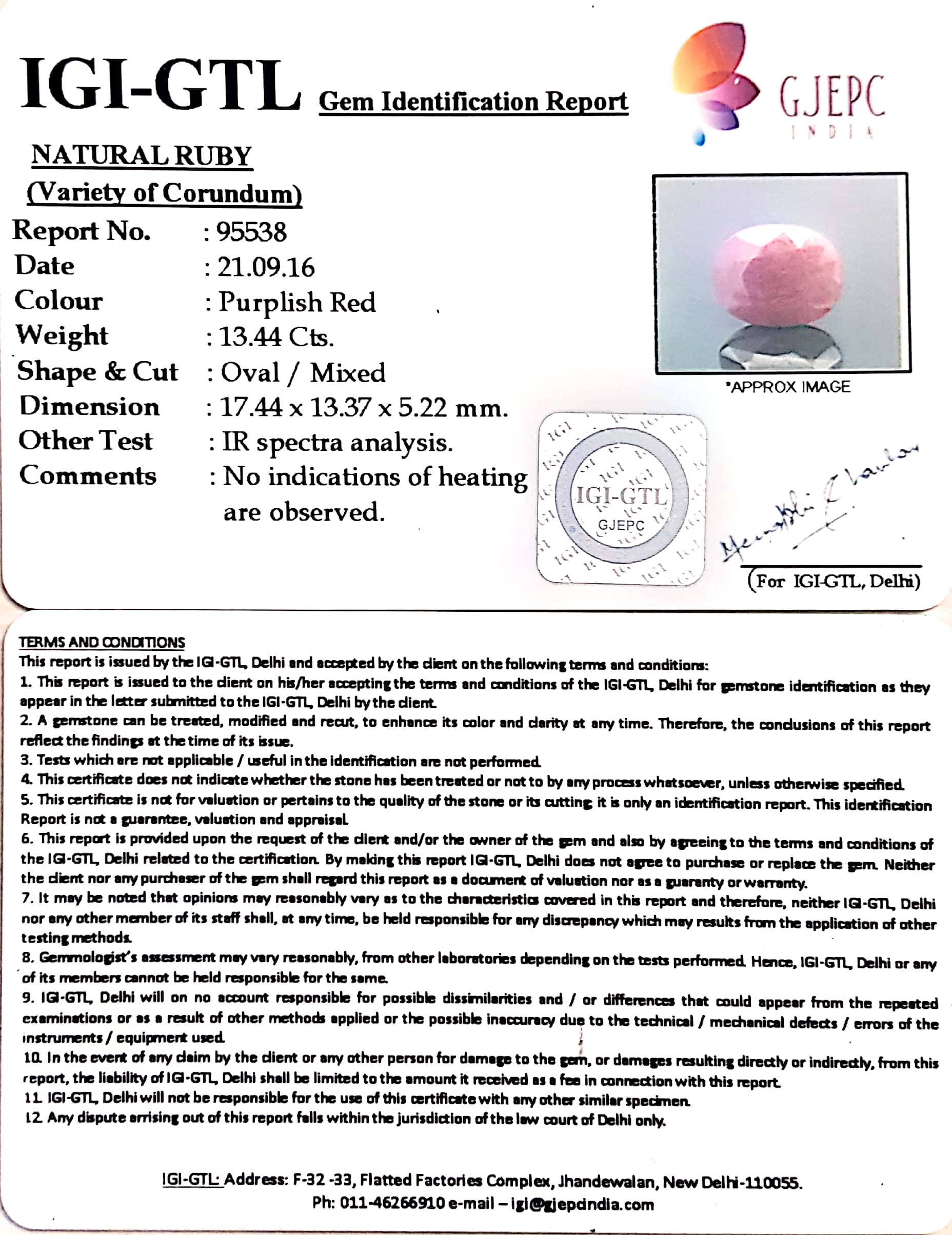 14.93 Ratti Natural Indian Ruby With Govt. Lab Certificate-(1221)