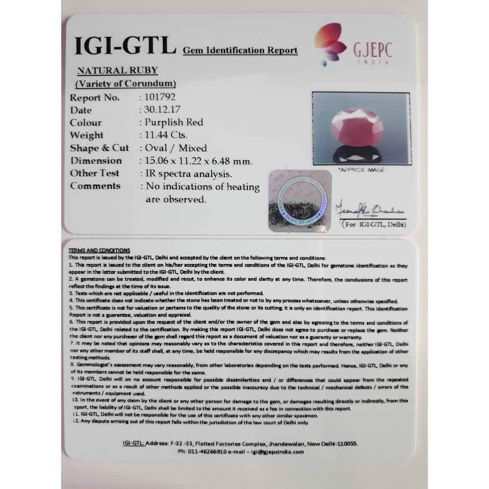 12.71 Ratti Natural New Burma Ruby with Govt Lab Certificate-(3441)
