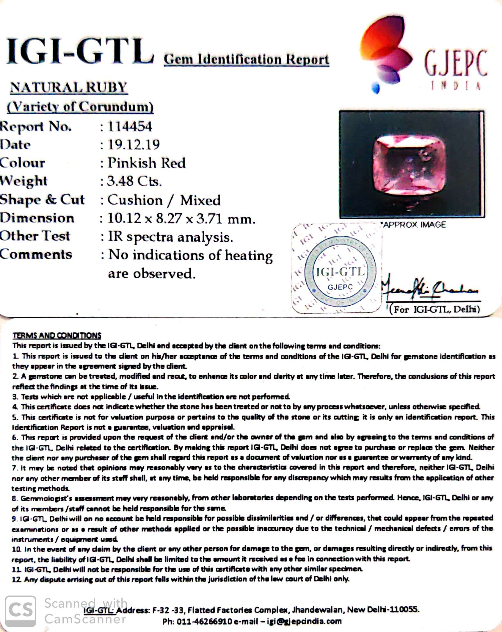 3.87 Ratti Natural Pink Sapphier with Govt Lab Certificate-(89910)