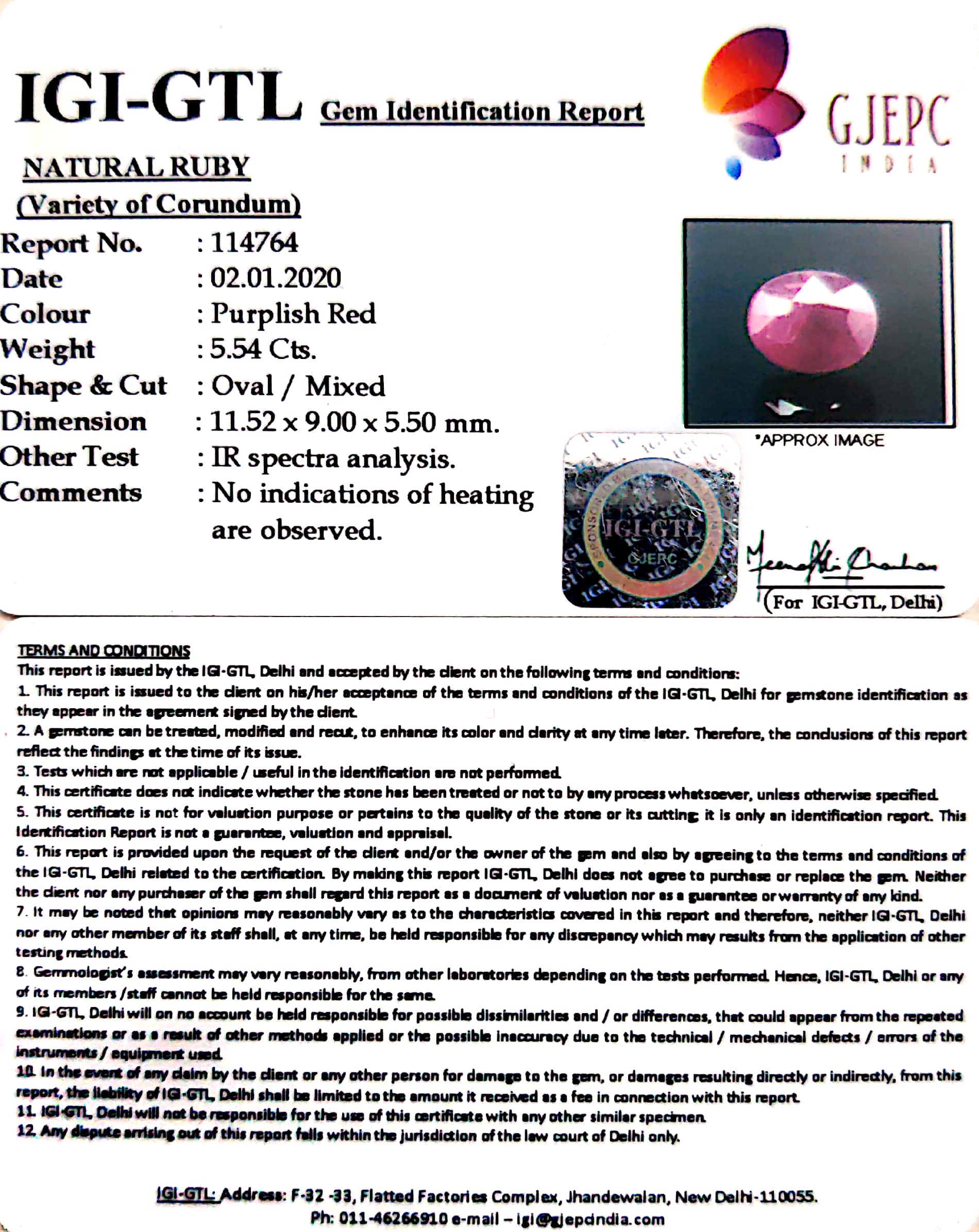 6.16 Ratti Natural New Burma Ruby with Govt. Lab Certificate-(2331)