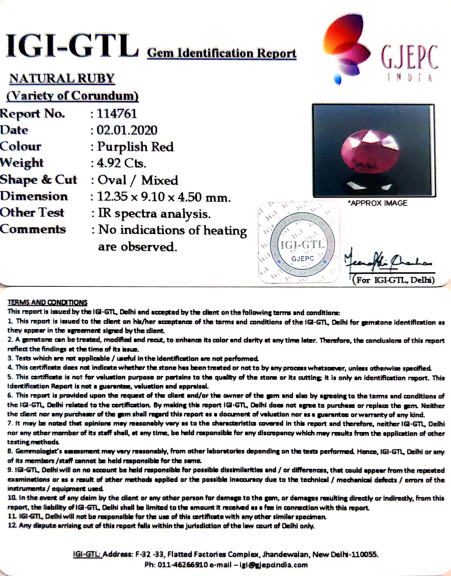 5.47 Ratti Natural Mozambique Ruby with Govt. Lab Certificate-(7881)