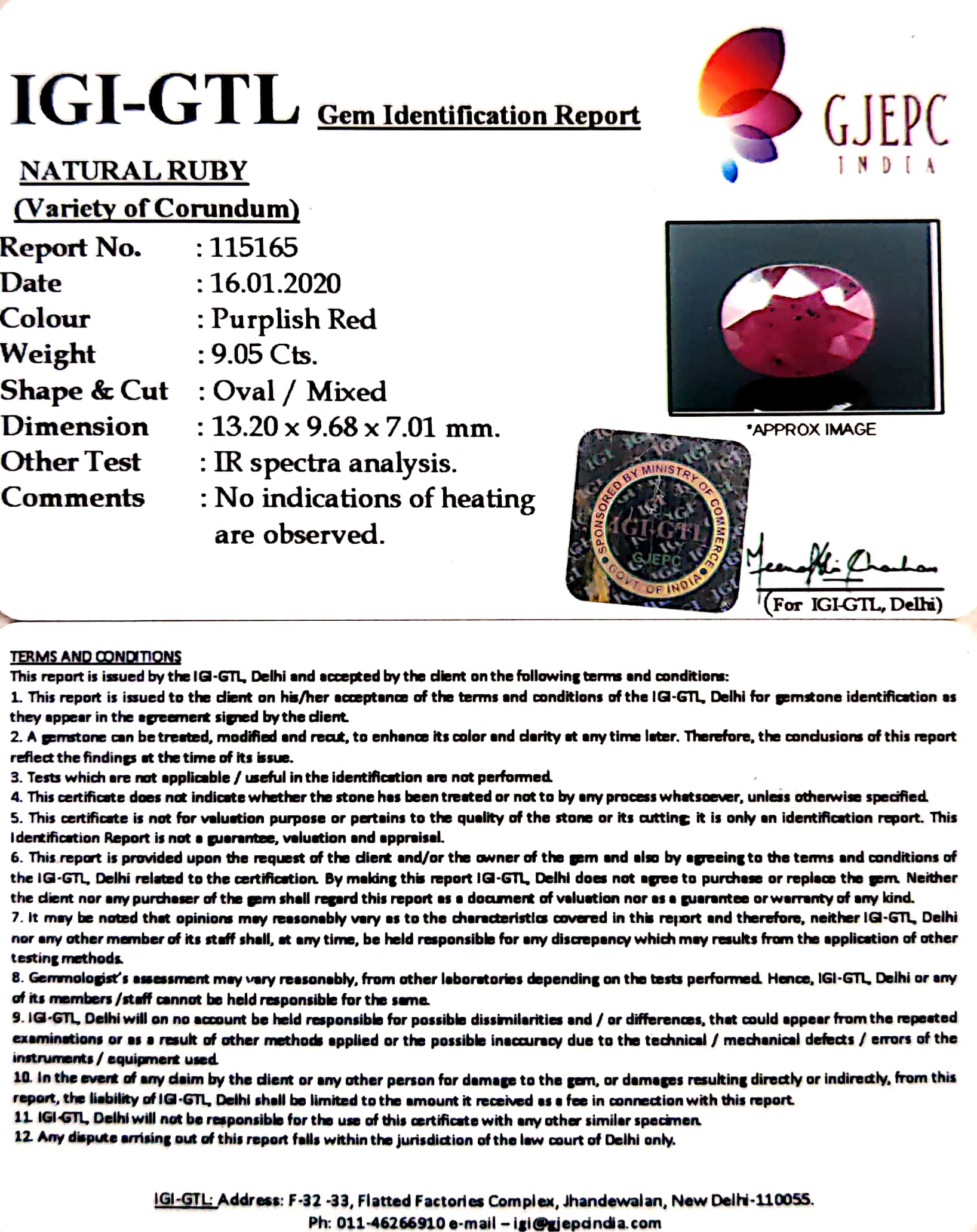 10.06 Ratti Natural New Burma Ruby with Govt. Lab Certificate-(4551)