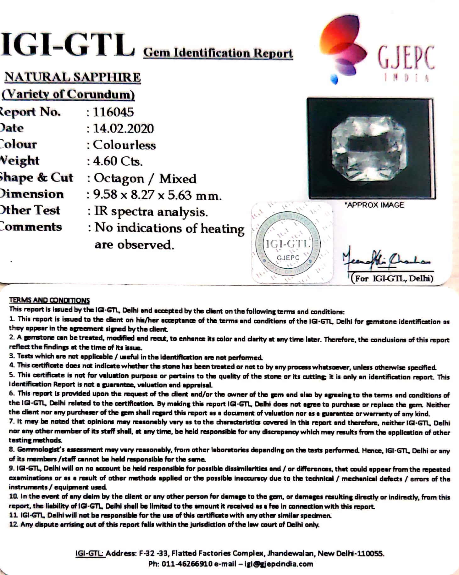 5.11 Ratti Natural White Sapphire with Govt Lab Certificate - (45510)
