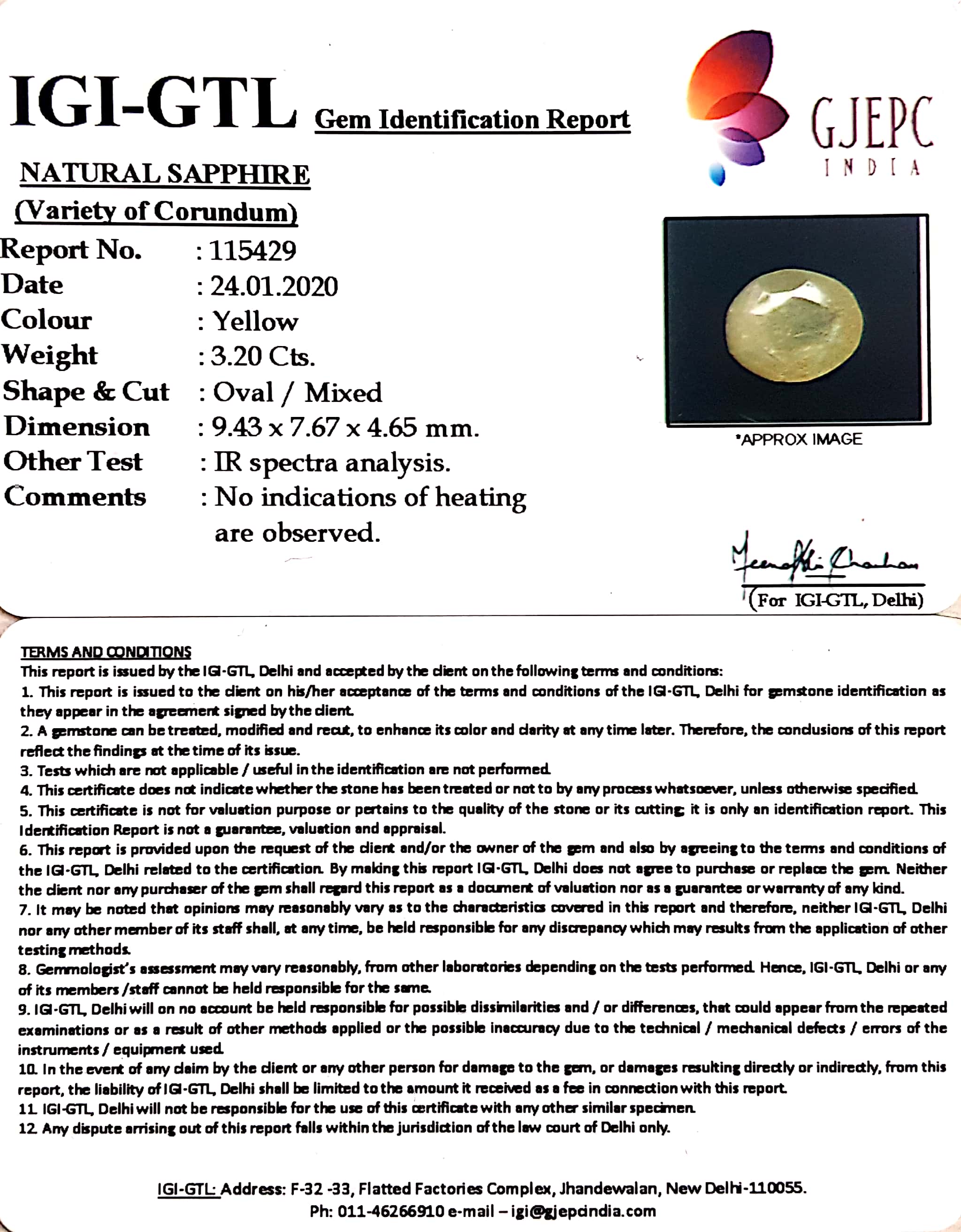 3.56 Ratti Natural Yellow Sapphire with Govt Lab Certificate-(4551)