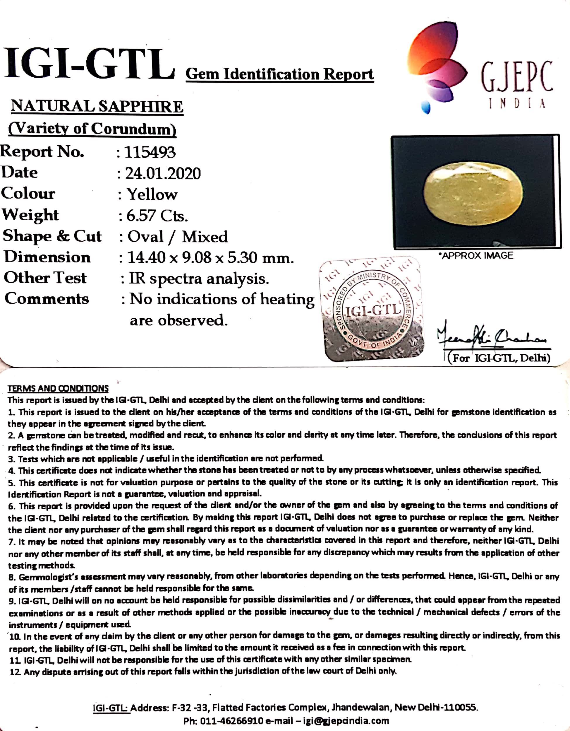 7.30 Ratti Natural Yellow Sapphire with Govt Lab Certificate-(4551)