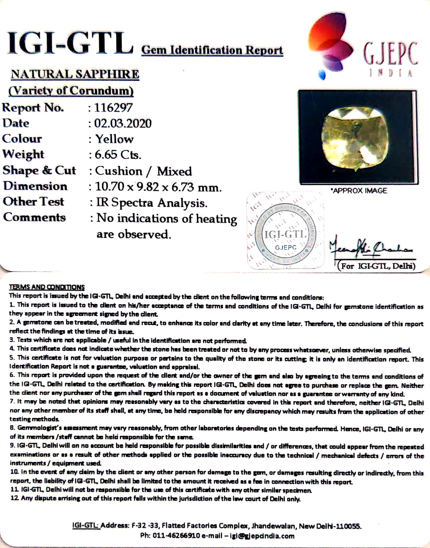 7.39 Ratti Natural Yellow Sapphire with Govt Lab Certificate-(45510)