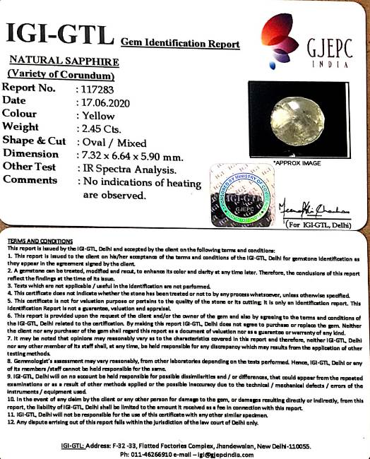 2.71 Ratti Natural Ceylonese Pukhraj Stone with Govt Lab Certificate-(12210)