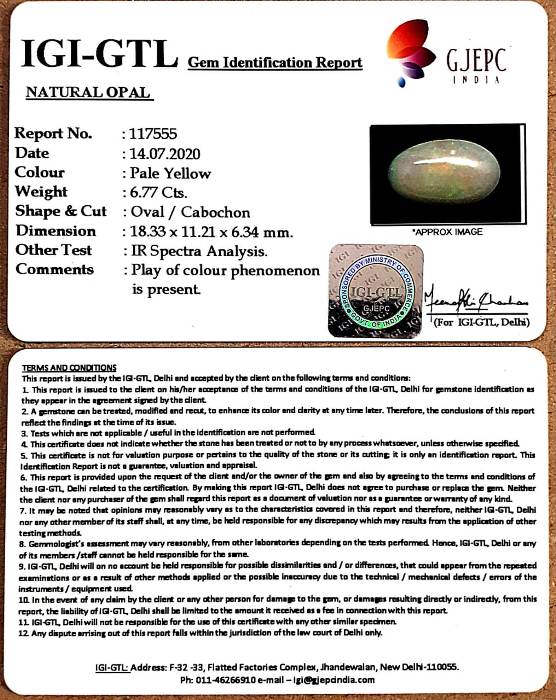 7.51 Ratti Natural fire Opal with Govt. Lab Certificate-(2331)