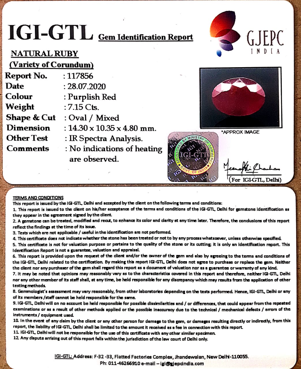 7.93 Ratti Natural Ruby with Govt Lab Certificate-(5661)
