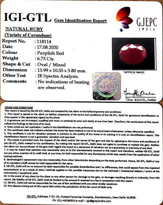 7.47 Ratti Natural Ruby with Govt Lab Certificate-(12210)