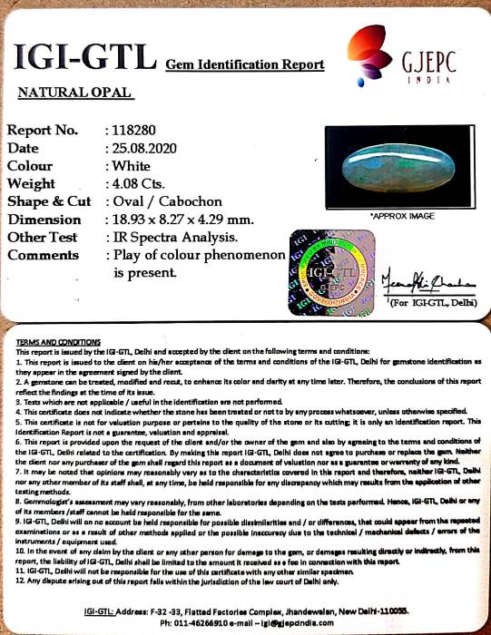 4.52 Ratti Natural fire Opal with Govt. Lab Certificate-(4551)