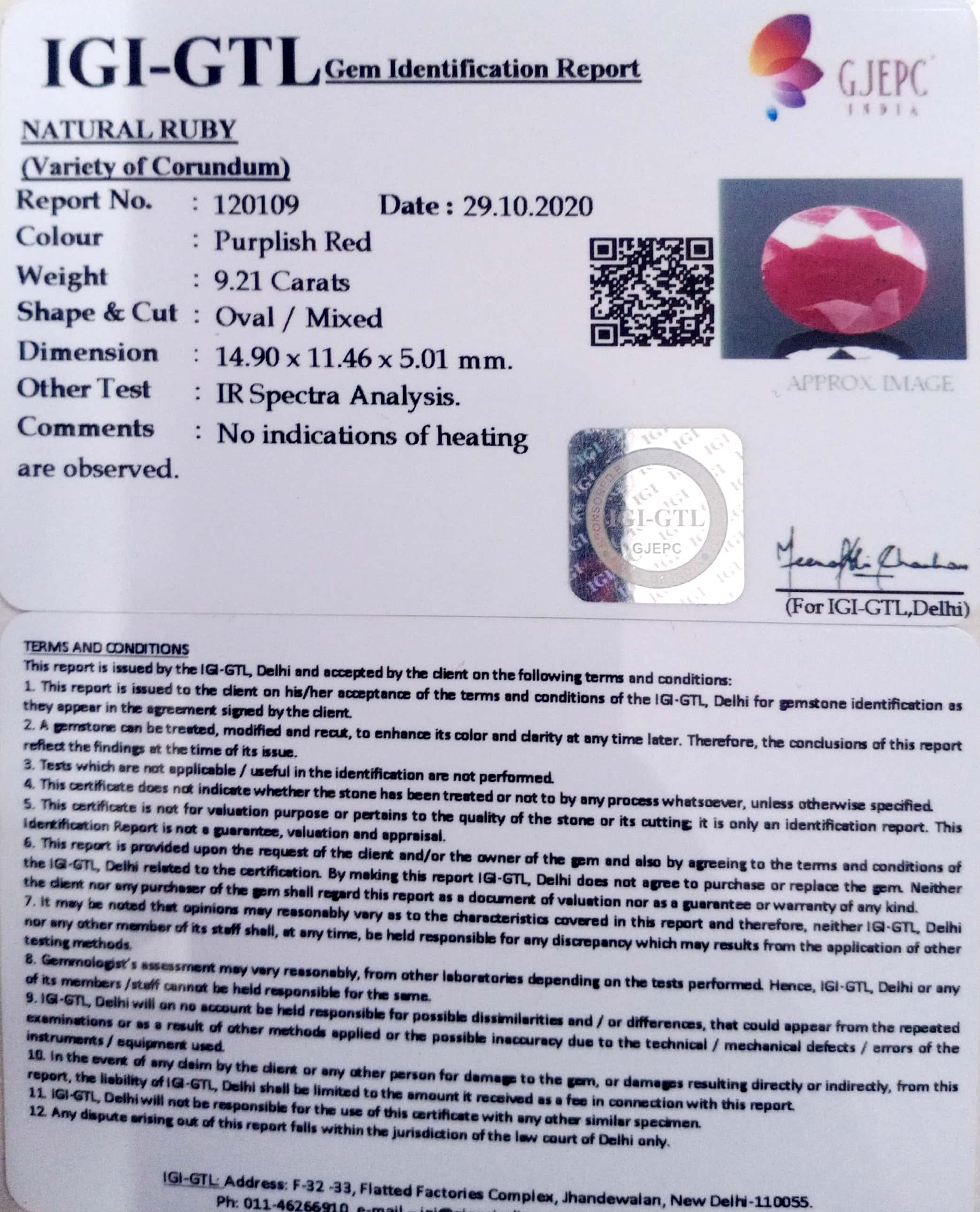 10.22 Ratti Natural Ruby with Govt Lab Certificate-(5661)