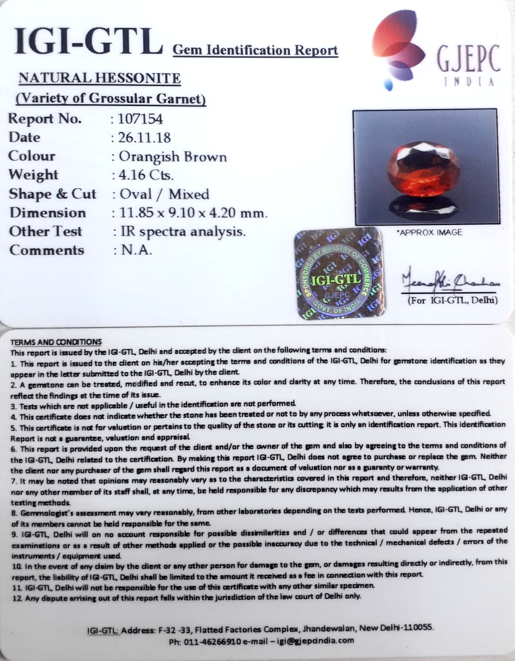 4.61 Ratti Natural Govt. Lab Certified Ceylonese Gomed-(1221)
