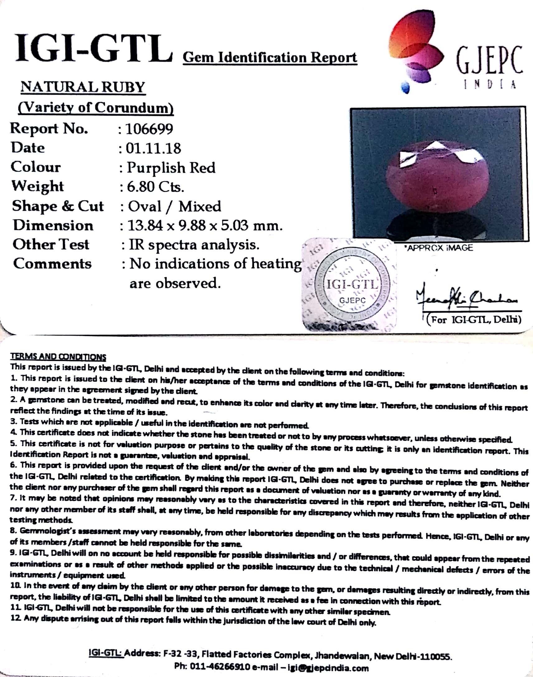 7.56 Ratti Natural Mozambique Ruby with Govt Lab Certificate-(12210)