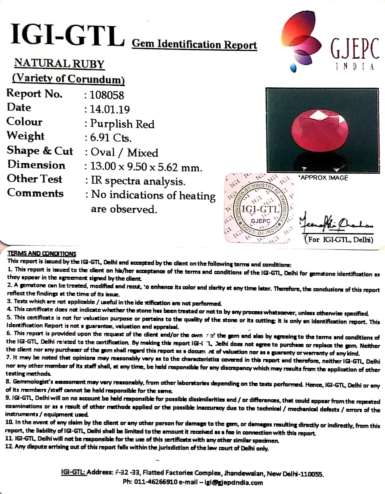 7.68 Ratti Natural Mozambique Ruby with Govt Lab Certificate-(12210)