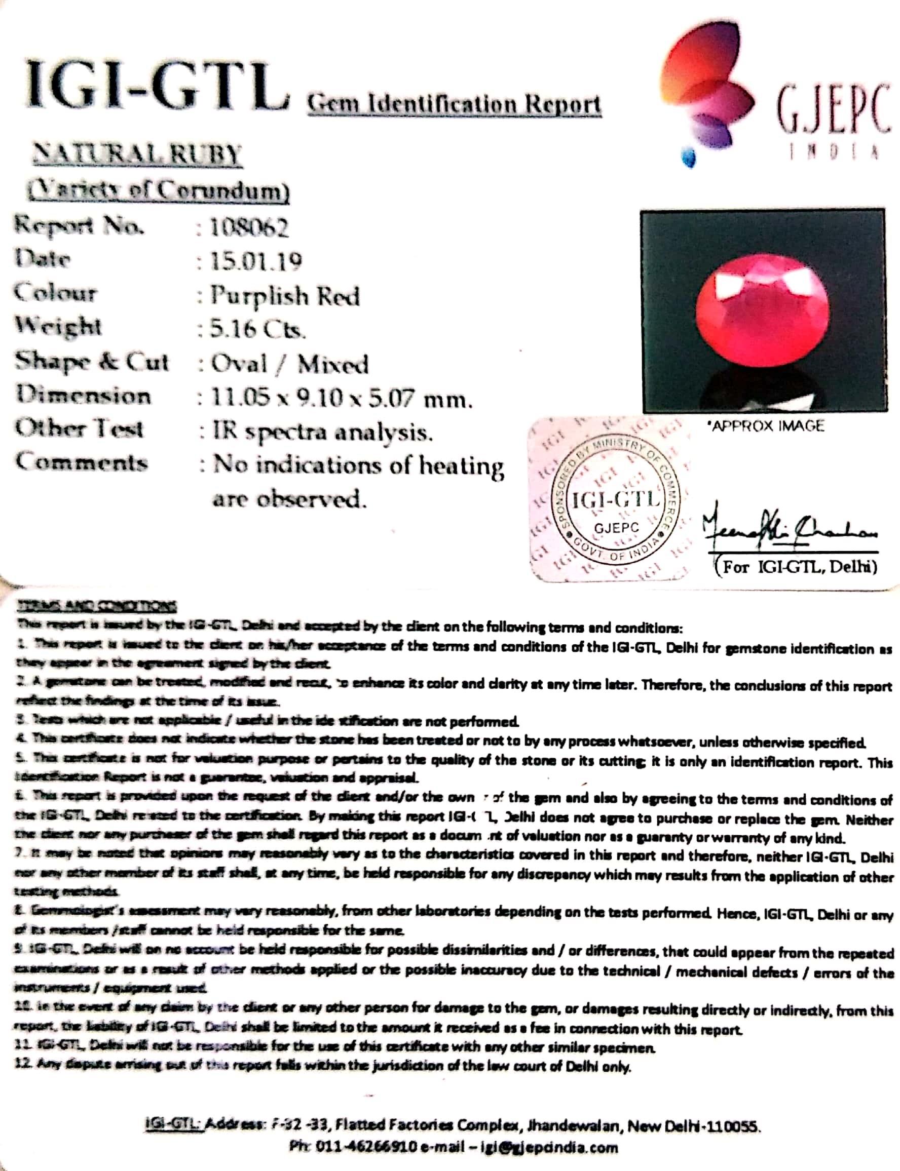 7.33 Ratti Natural Mozambique Ruby with Govt. Lab Certificate-(12210)