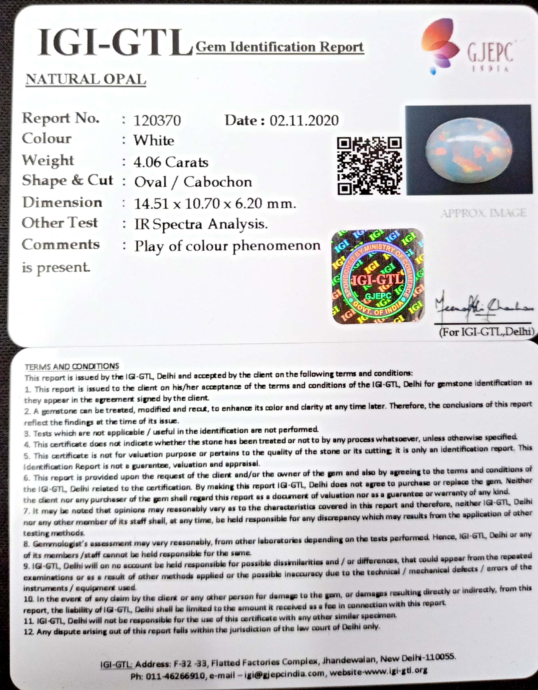 4.50 Ratti Natural fire Opal with Govt. Lab Certificate-(4551)