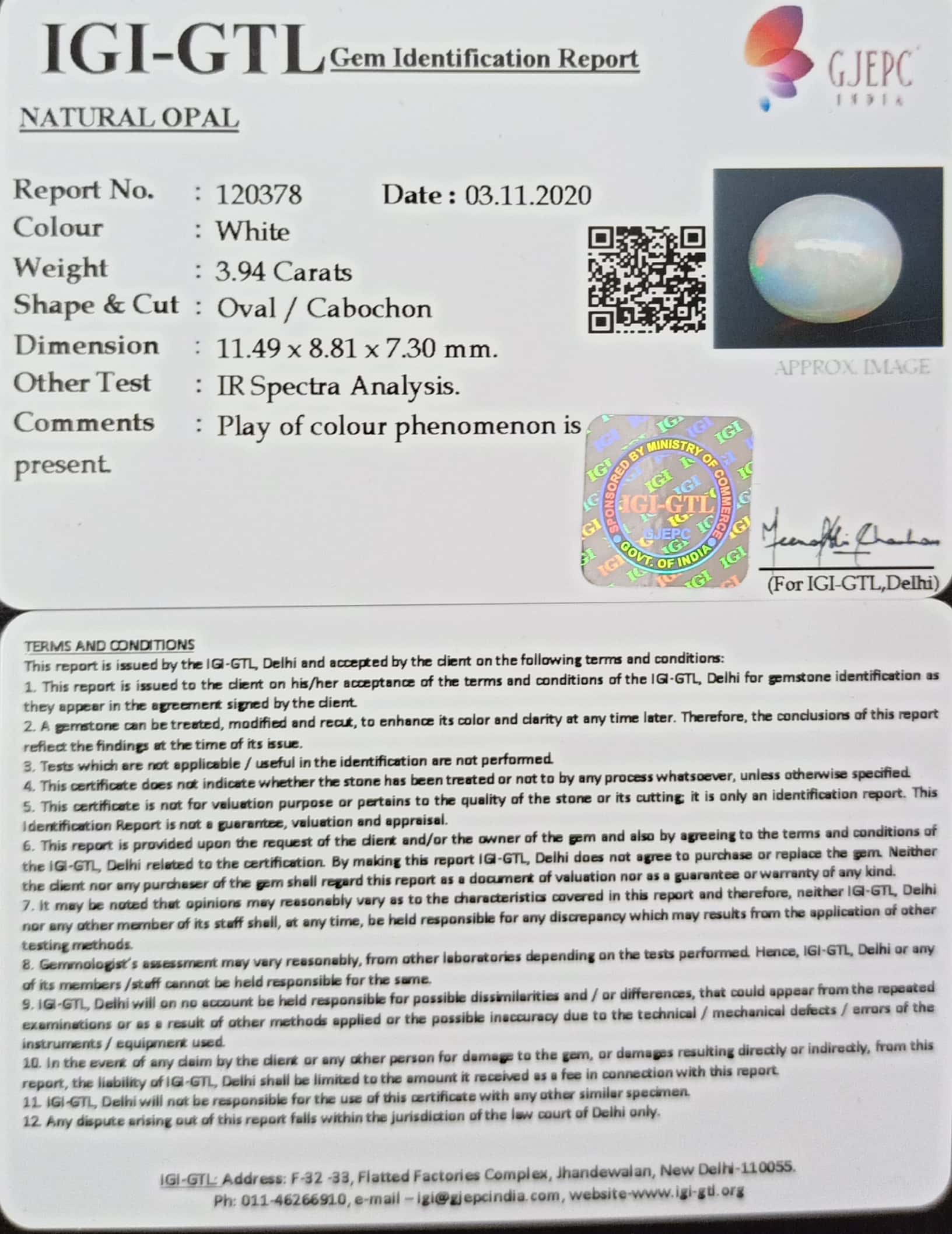 4.37 Ratti Natural fire Opal with Govt. Lab Certificate-(4551)
