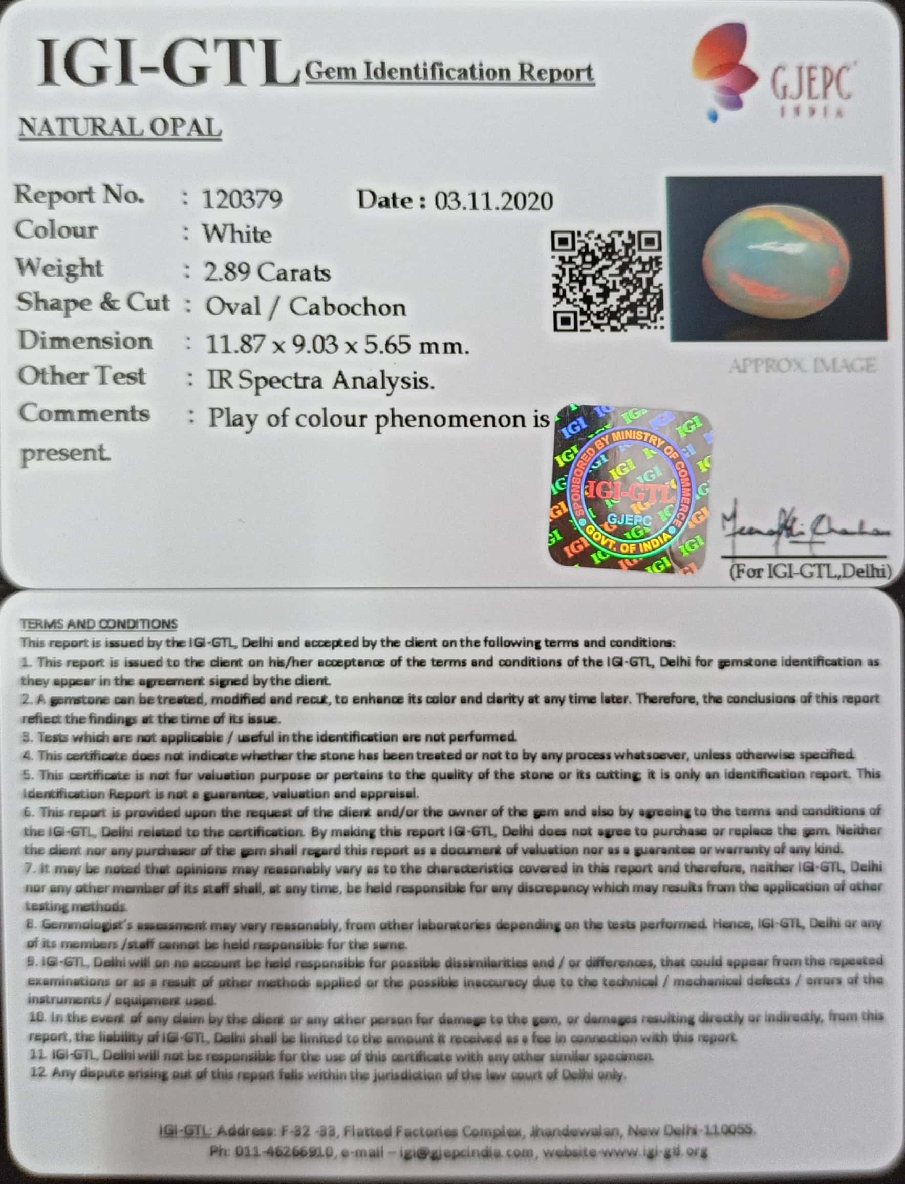 3.20 Ratti Natural fire Opal with Govt. Lab Certificate-(4551)