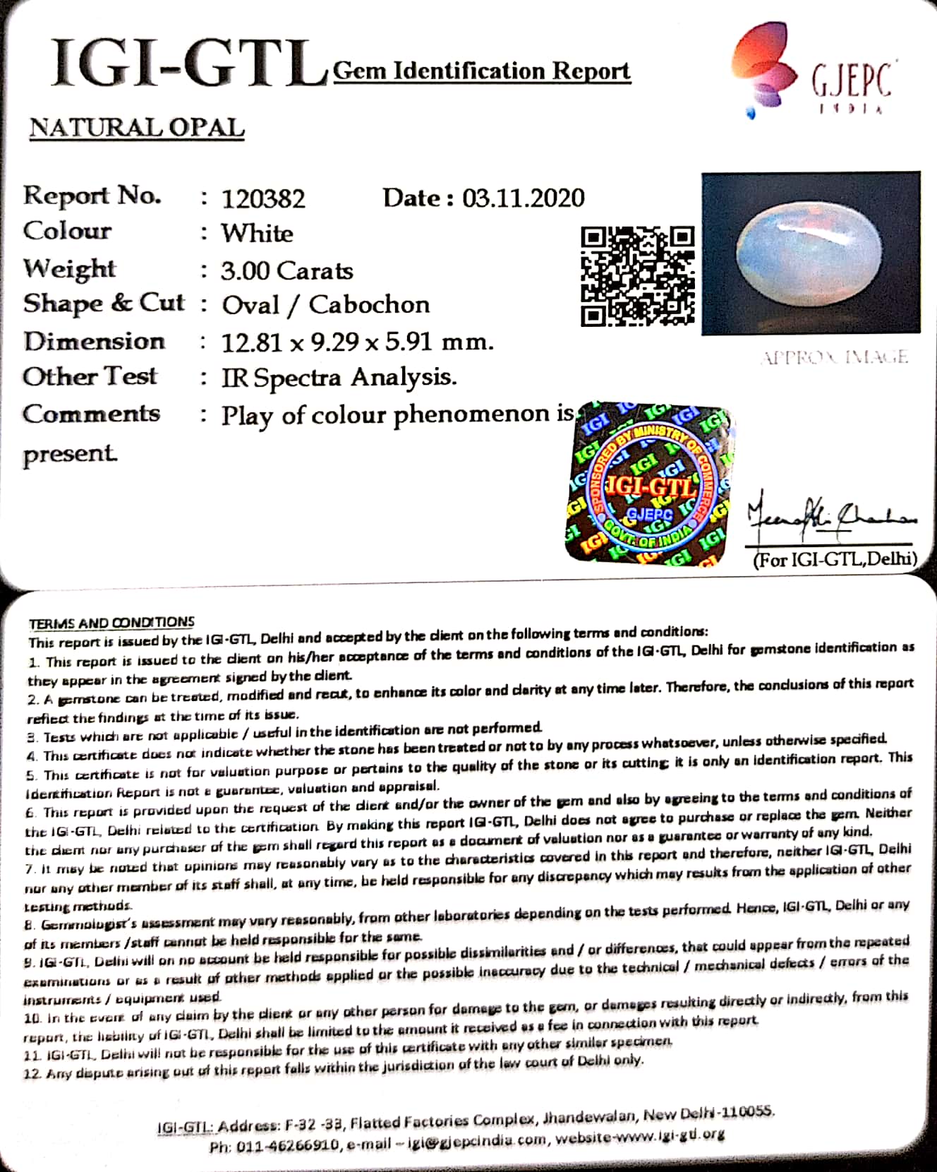 3.33 Ratti Natural fire Opal with Govt. Lab Certificate-(4551)