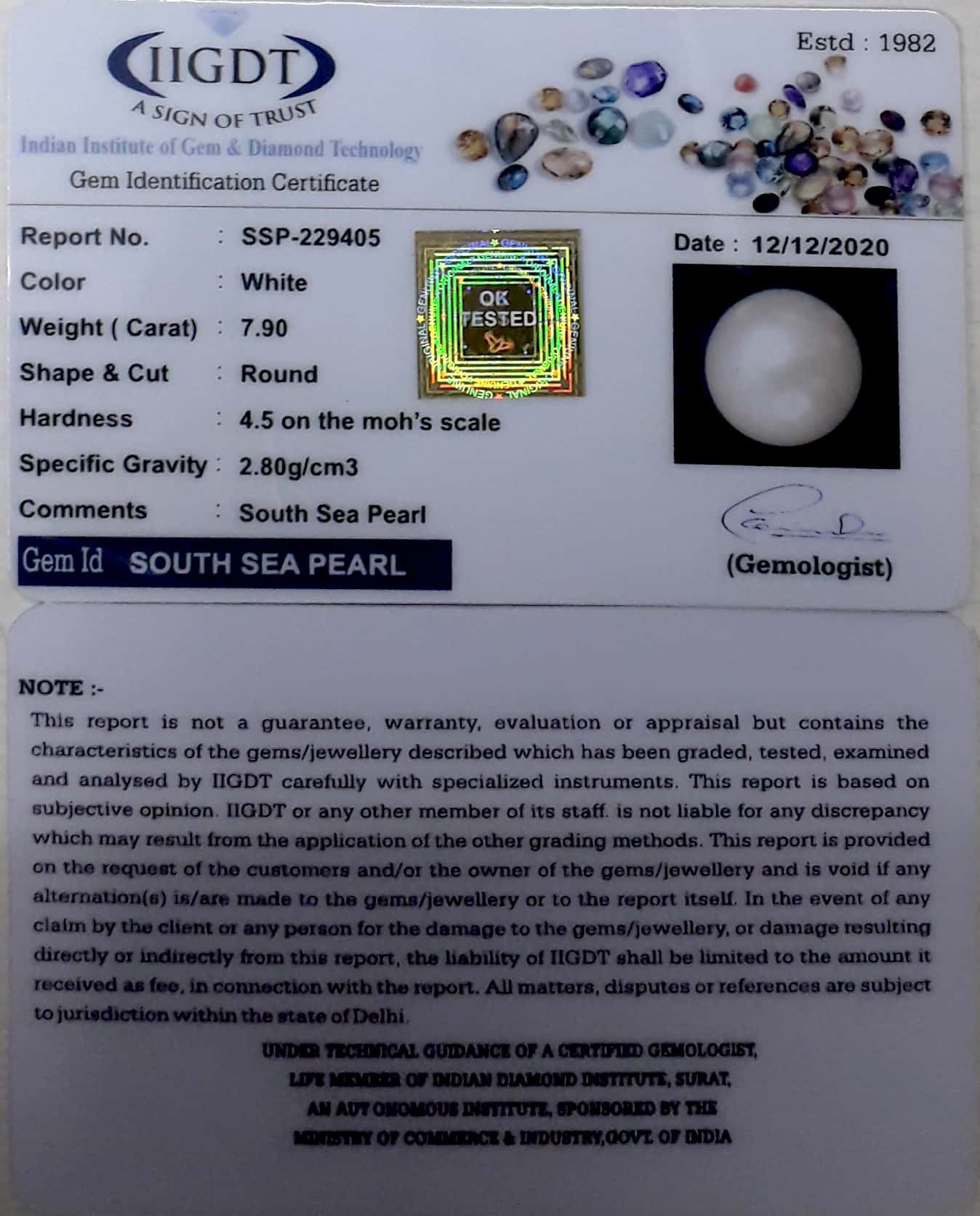 8.76 Carat Natural South Sea Pearl With Lab Certificate-700
