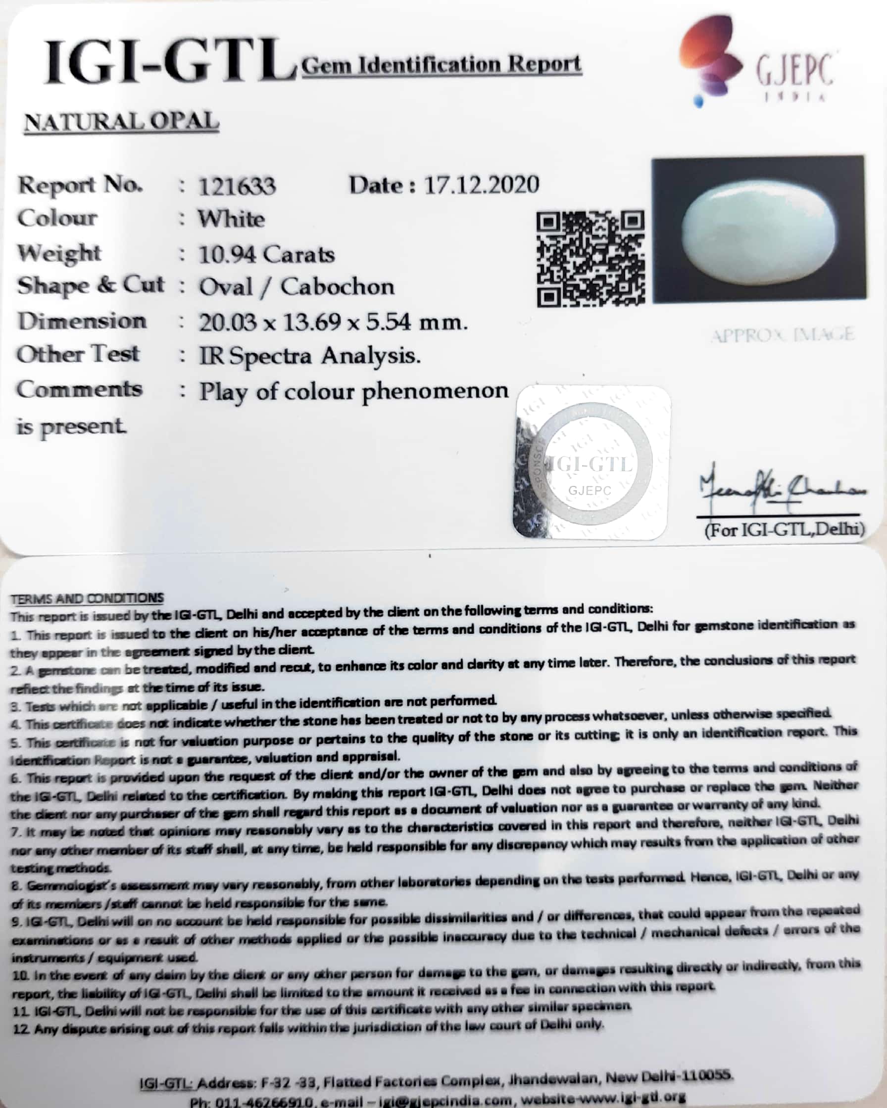 12.14 Ratti Natural fire Opal with Govt. Lab Certificate-(1221)