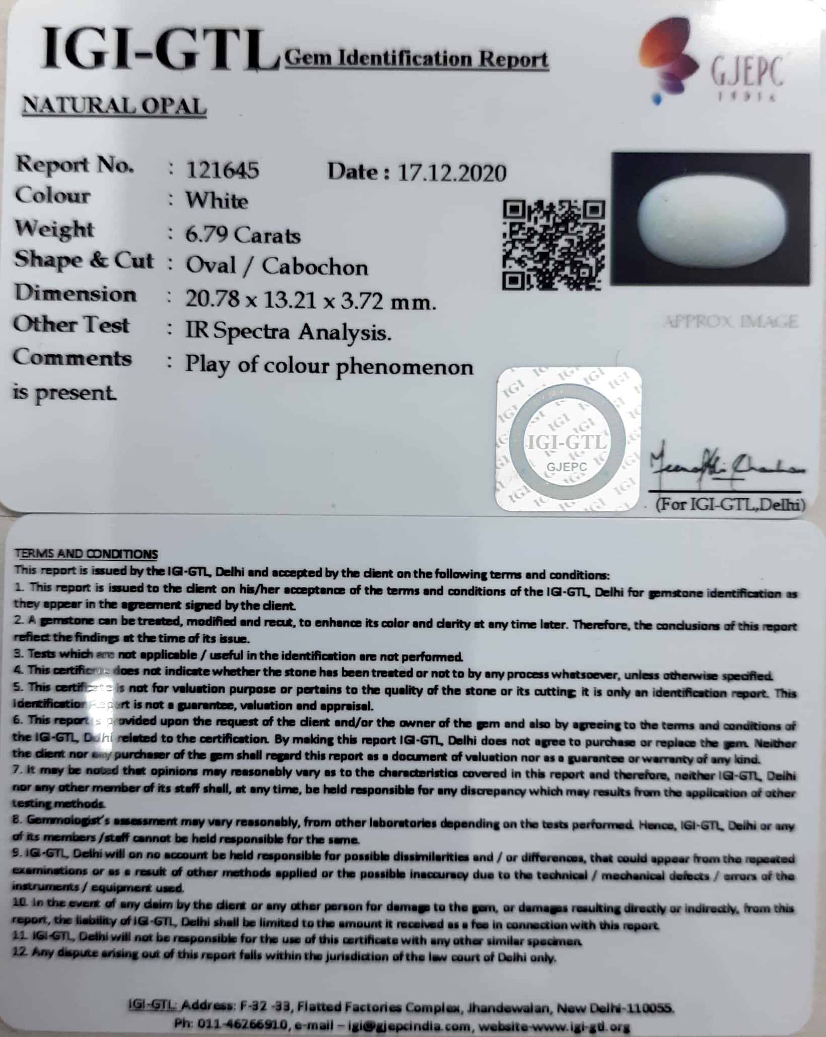 7.53 Ratti Natural fire Opal with Govt. Lab Certificate-(1221)