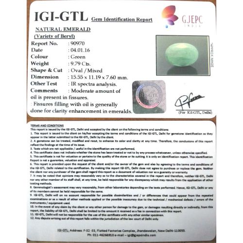 11.08 Ratti Natural Panna Stone with Govt. Lab Certified-(3441)