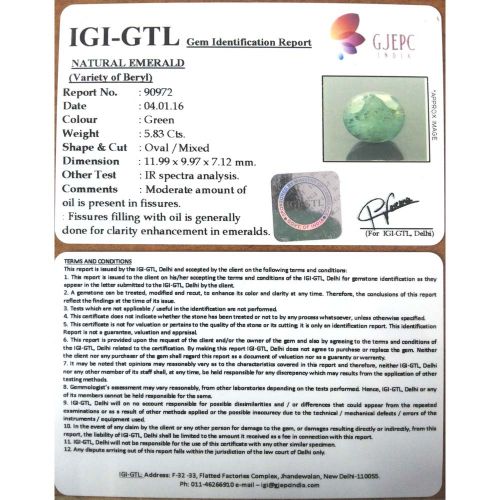 6.48 Ratti Natural Panna Stone with Govt. Lab Certified-(2331)