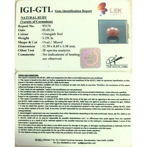 5.81 Ratti Natural New Burma Ruby with Govt. Lab Certificate-(7100)