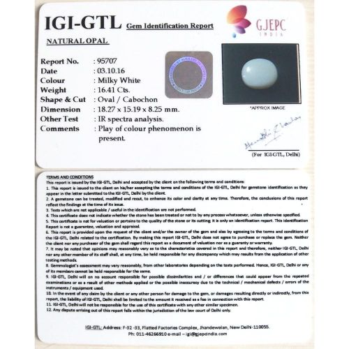 18.23 Ratti  Natural Opal with Govt. Lab Certificate