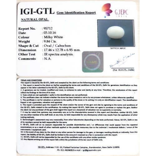 10.93 Ratti  Natural Opal with Govt. Lab Certificate